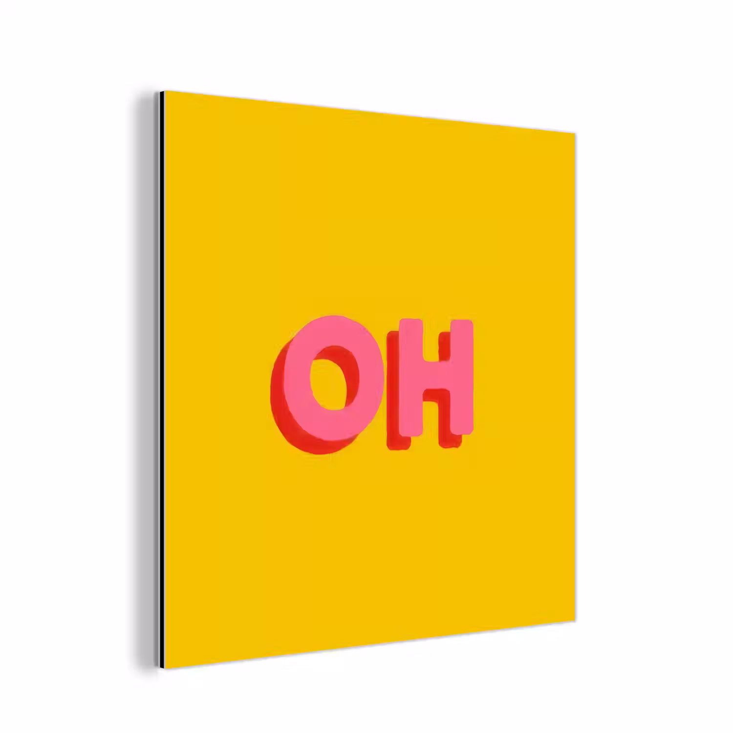 Geel - Roze - Oh - 3D aluminium wit klein -3d