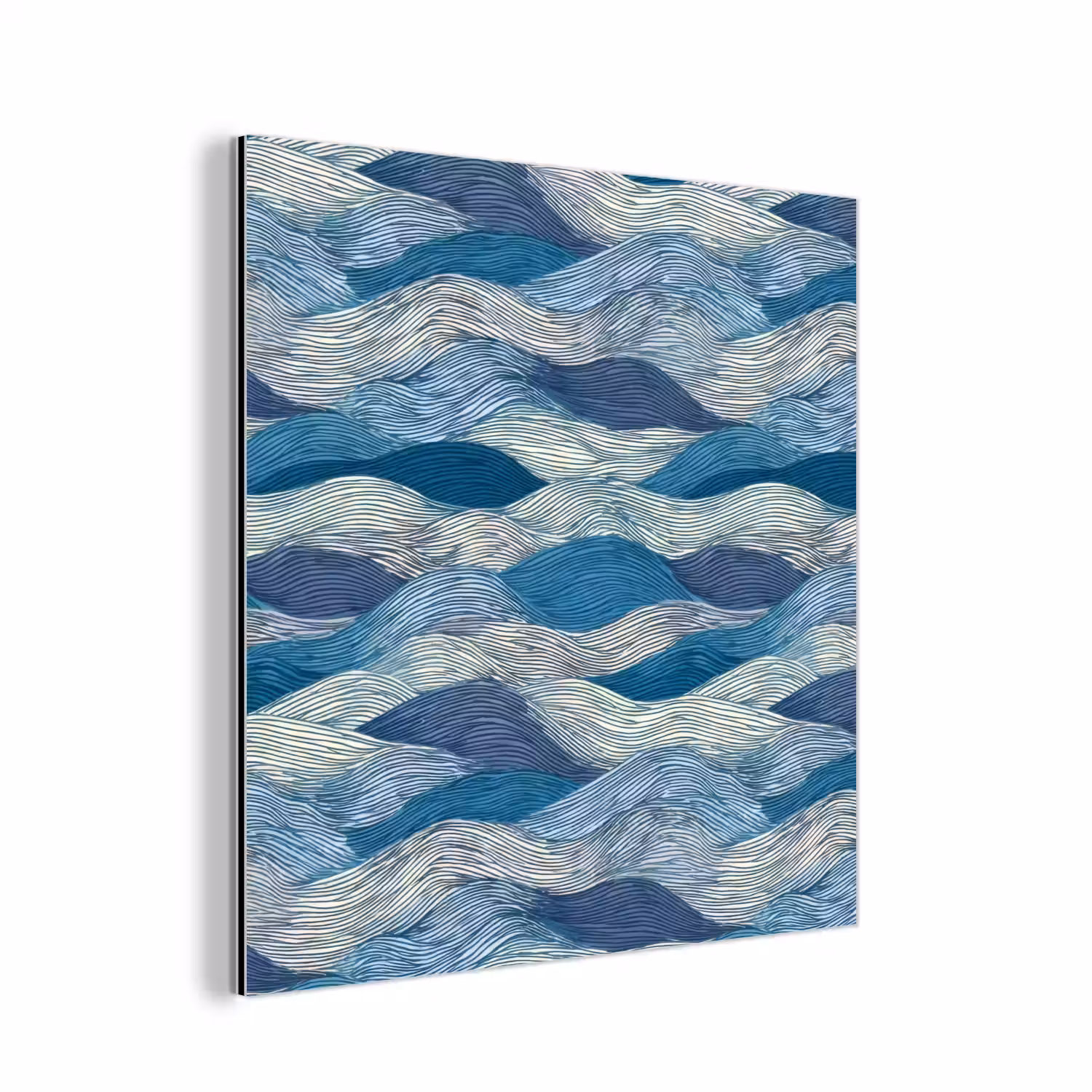 Getekend - Blauw - Wit - Golvend - Streepjes aluminium wit klein 46 -3d