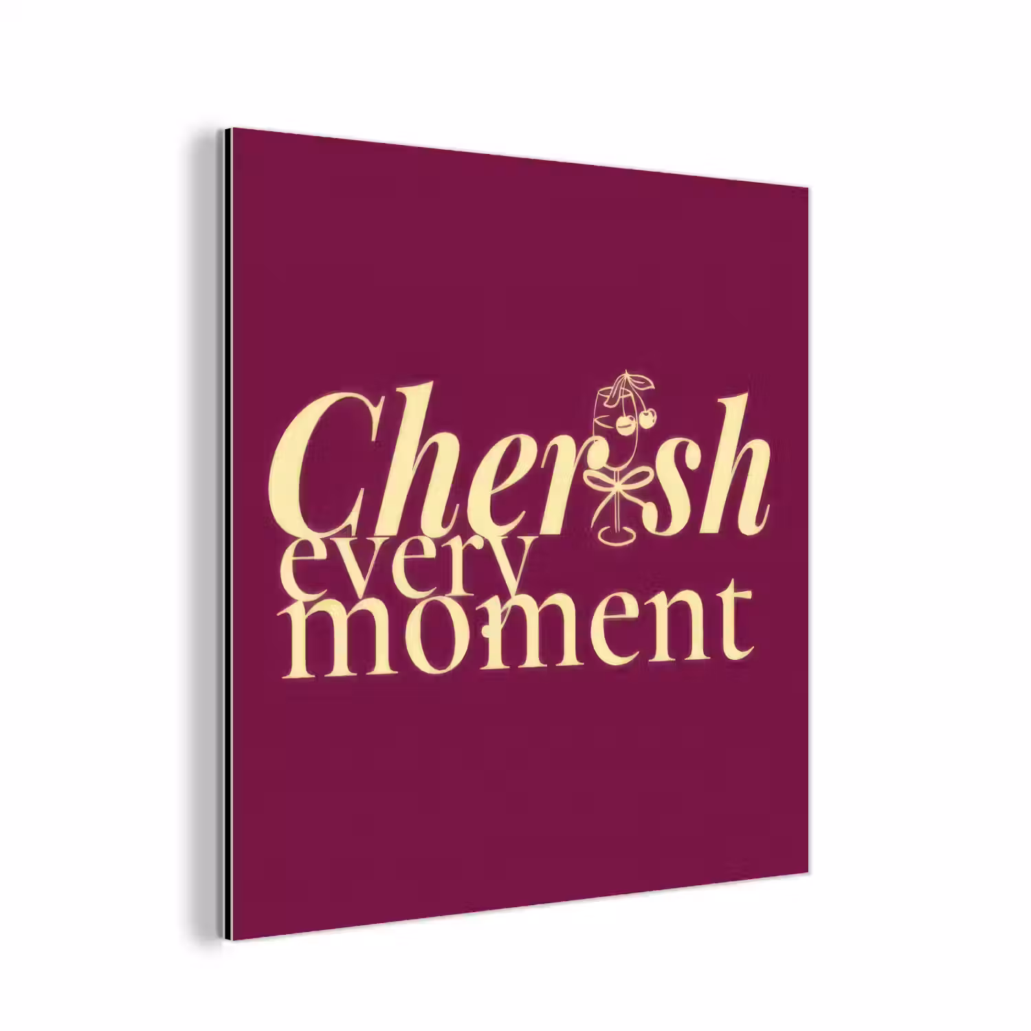 Cherish every moment - Cocktailglas - Bordeaux aluminium wit klein -3d