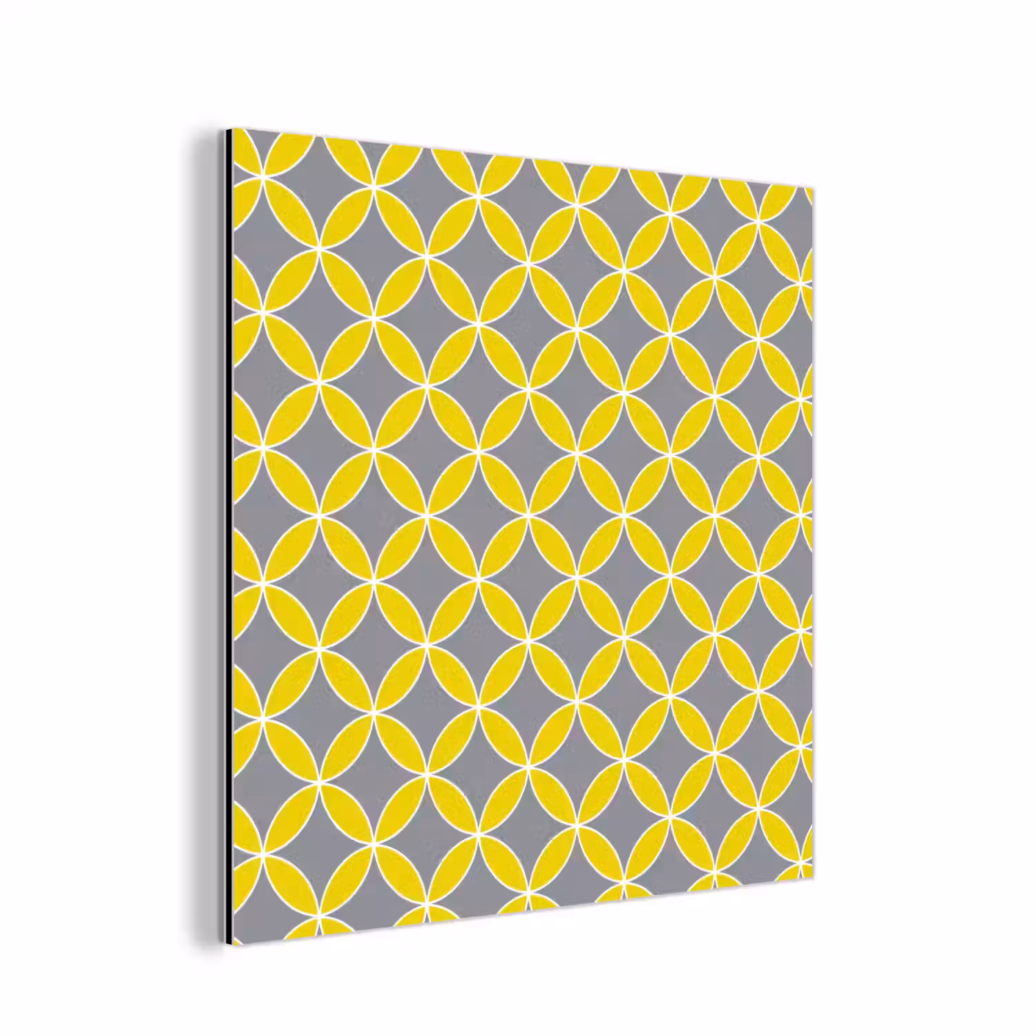 Geometrisch - Cirkels - Modern - Grijs - Geel aluminium wit klein 46 -3d