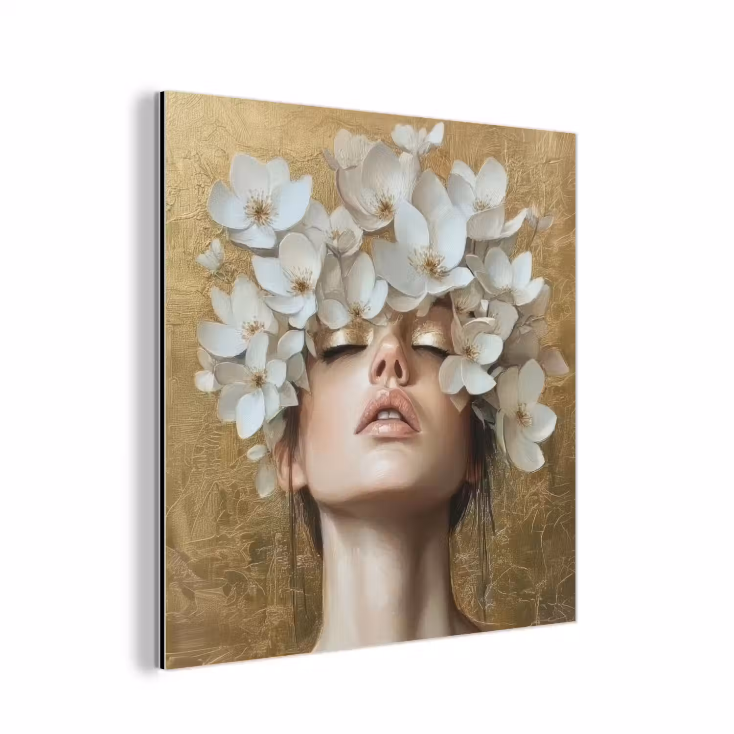 Gezicht - Bloemen - Goud - Abstract aluminium wit klein -3d