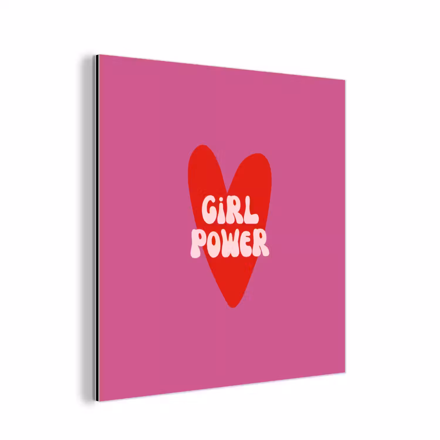 Girl power - Hart - Roze - Rood aluminium wit klein -3d