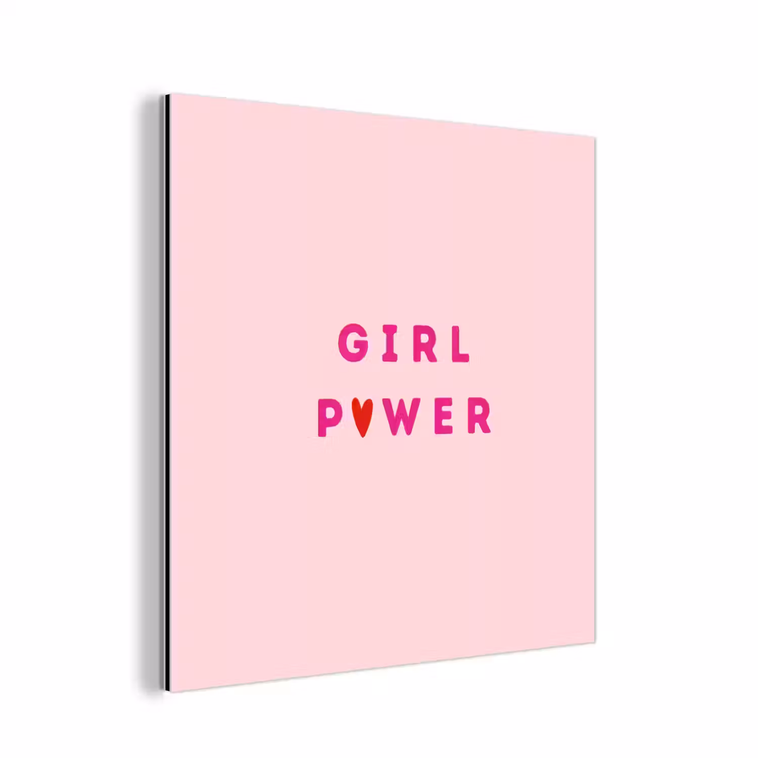 Girl power - Roze - Hartje aluminium wit klein -3d