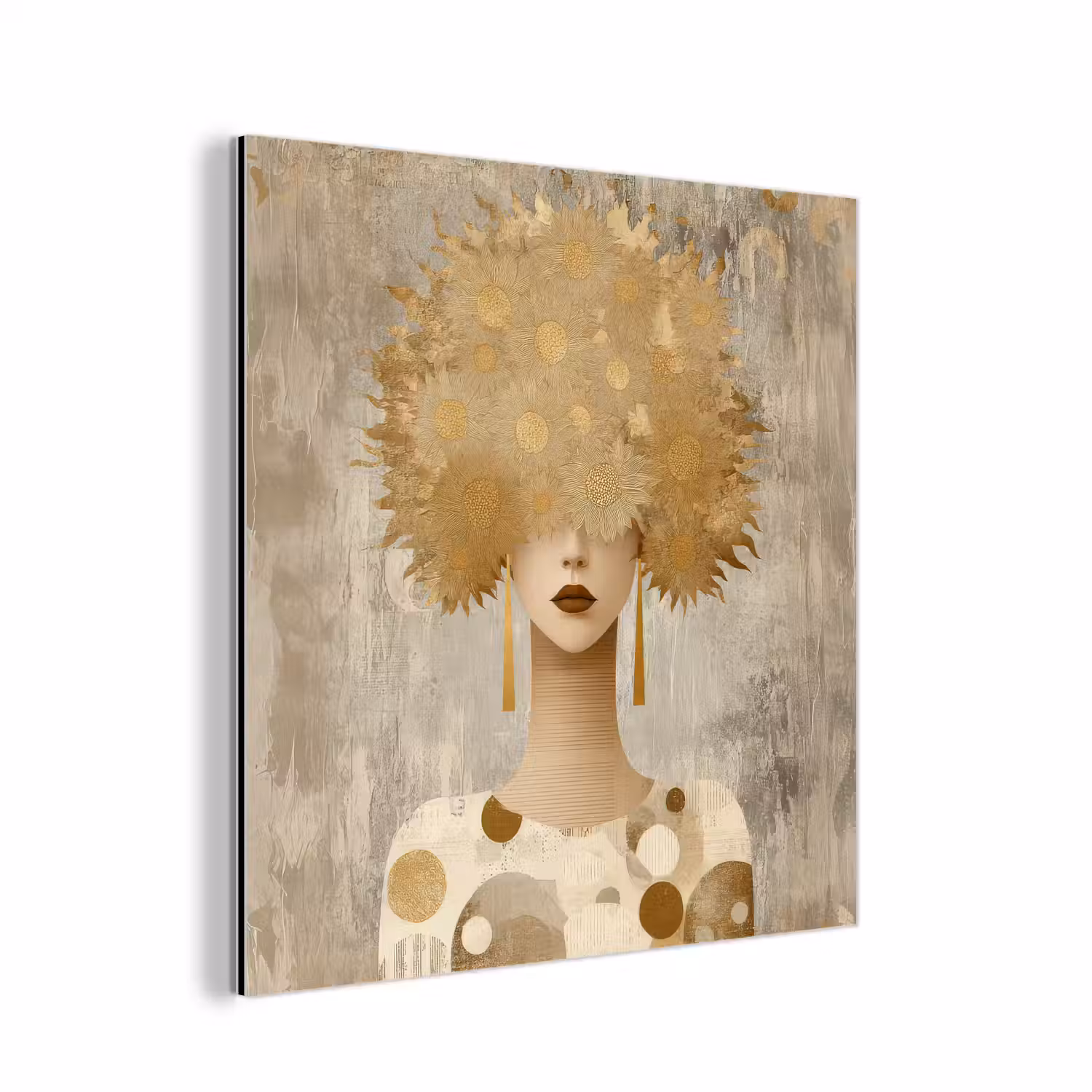 Goud - Portret - Vrouw aluminium wit klein -3d
