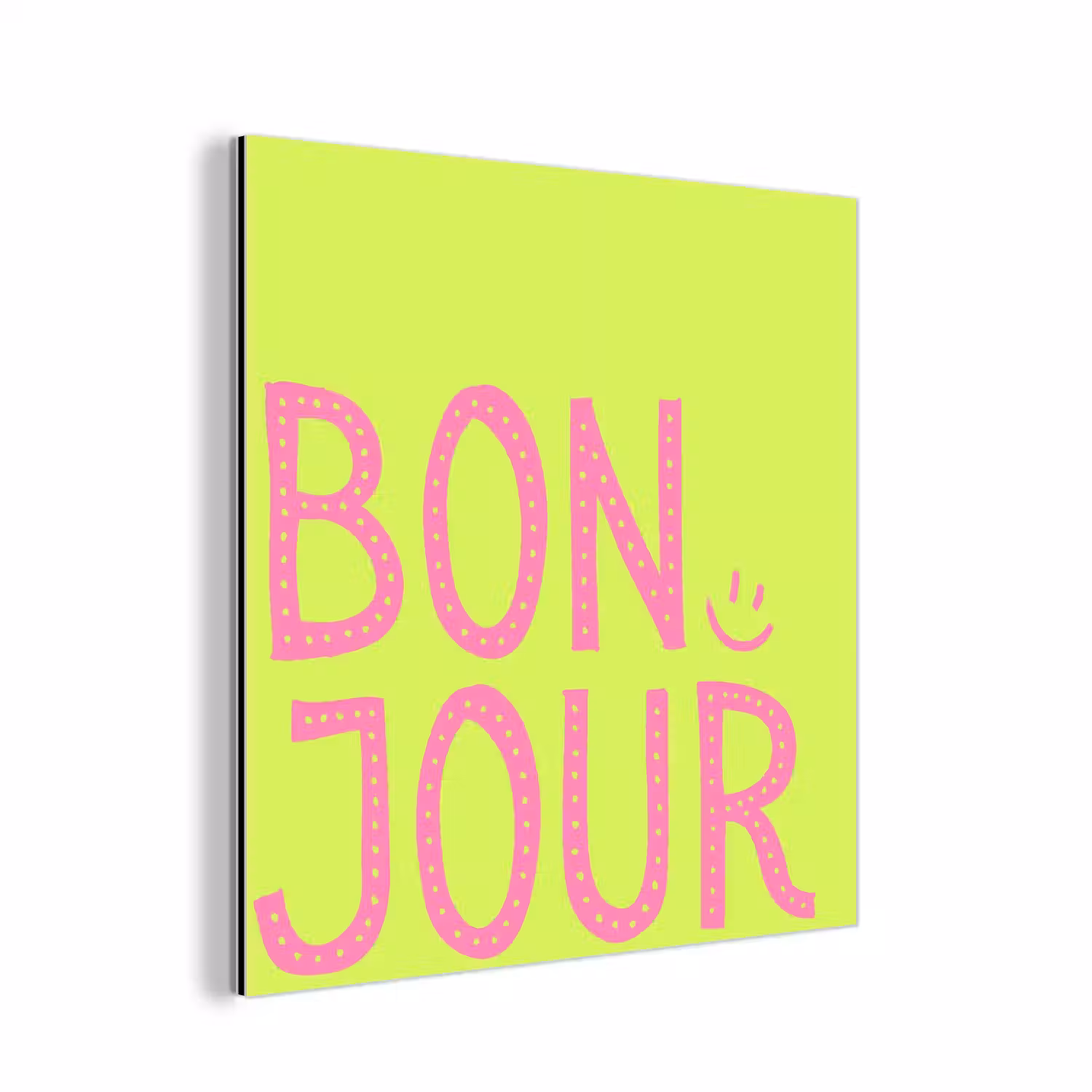 Groen - Smiley - Bonjour - Roze aluminium wit klein -3d