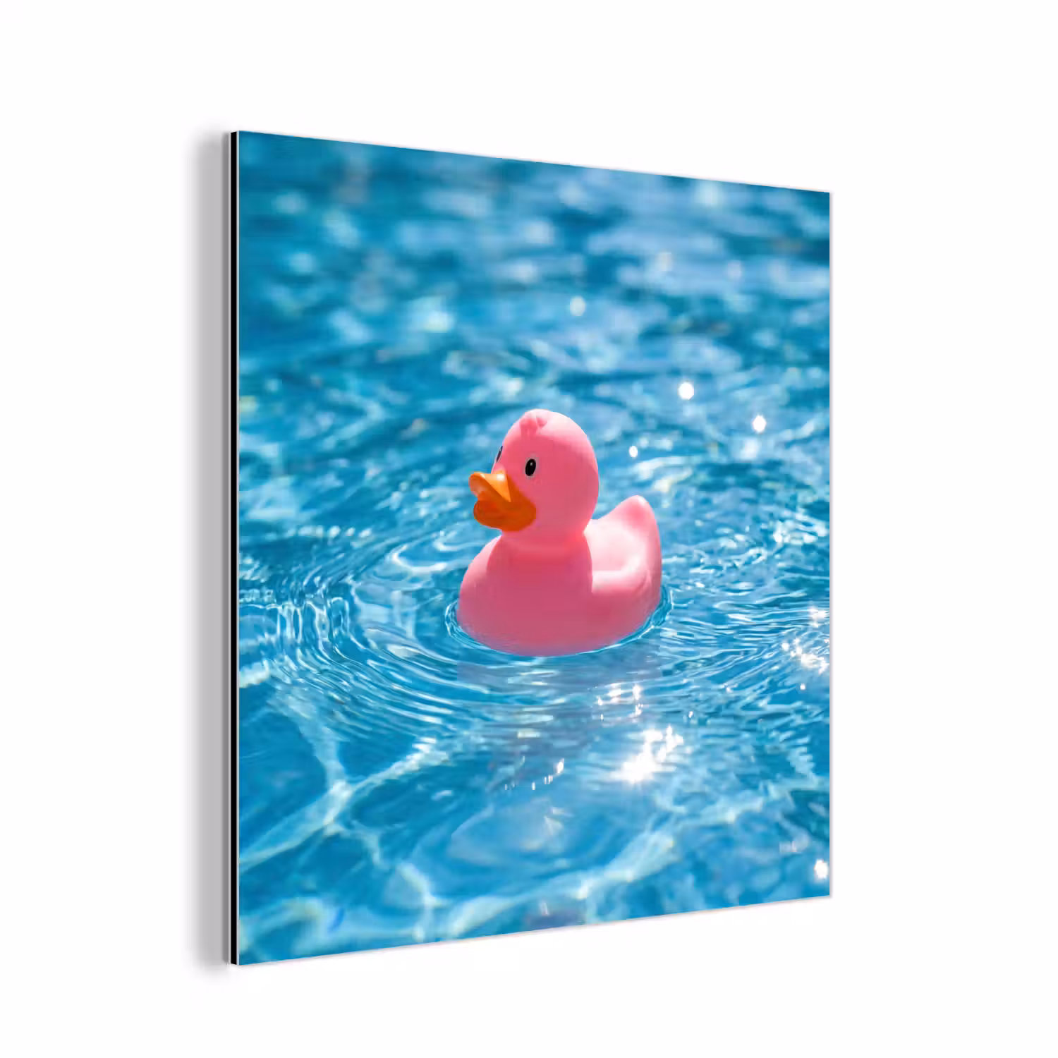 Badeend - Dobberend - Roze aluminium wit klein -3d