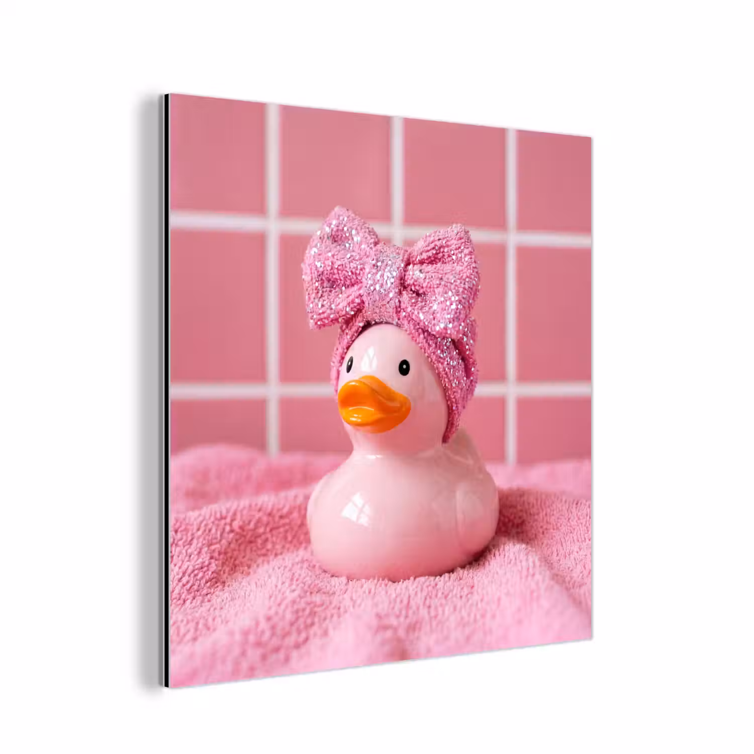 Badeend -Strik - Roze aluminium wit klein -3d