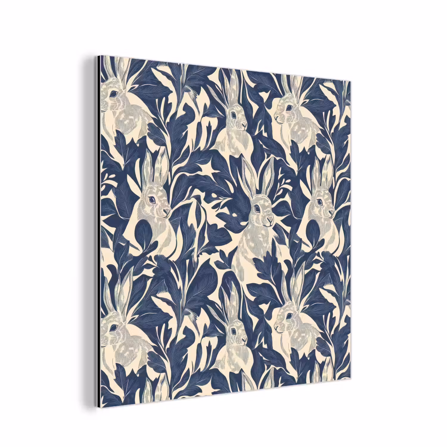 Hazen - Bladeren - Patroon - Blauw - Beige aluminium wit klein 46 -3d