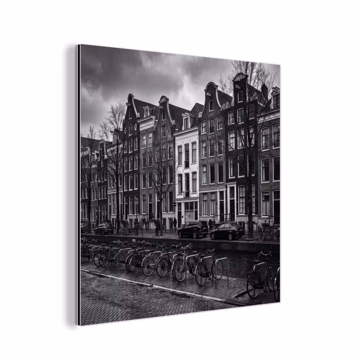 Huis - Gracht - Amsterdam - Architectuur - Zwart-wit aluminium wit klein -3d
