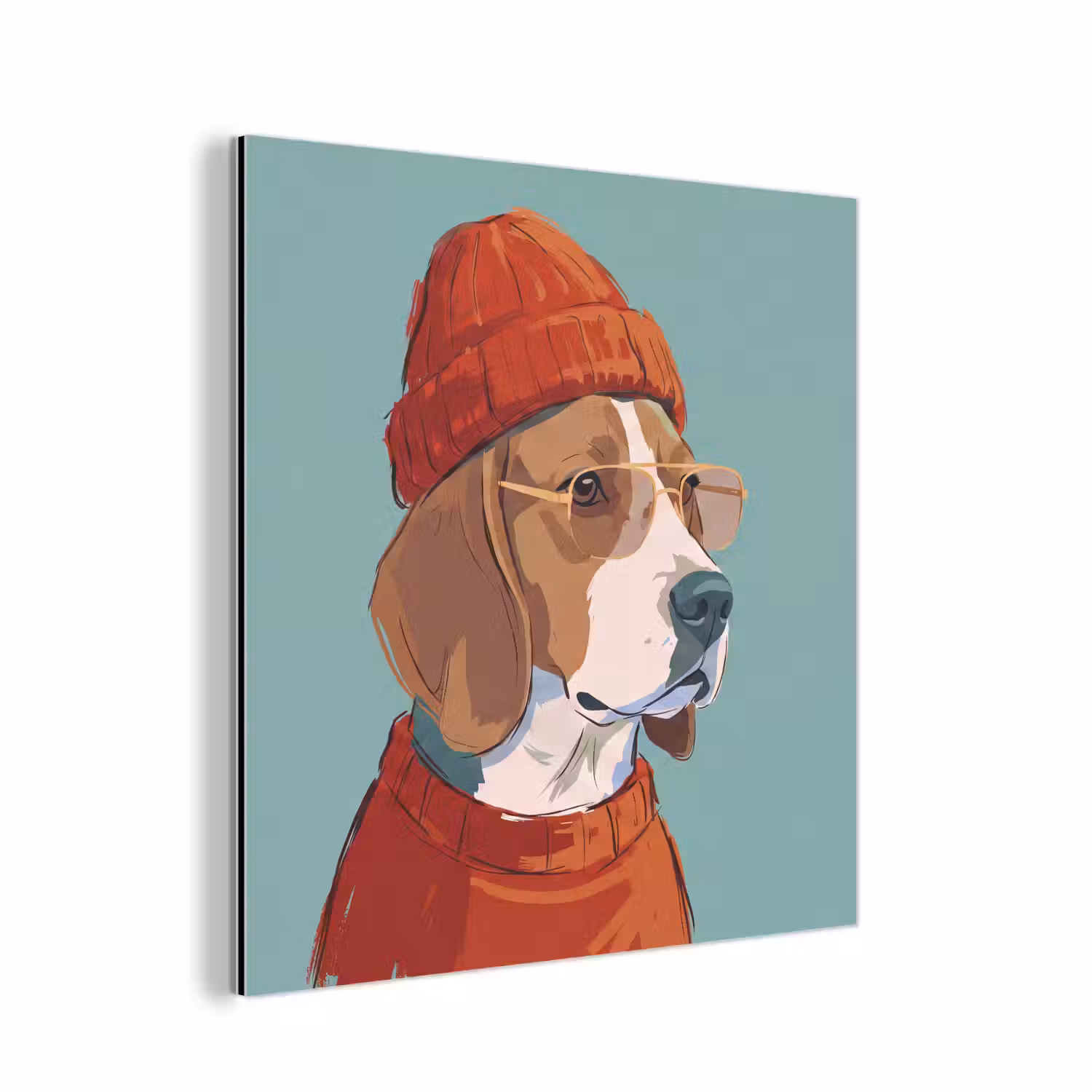 Hond - Beanie - Zonnebril - Dieren - Modern aluminium wit klein -3d