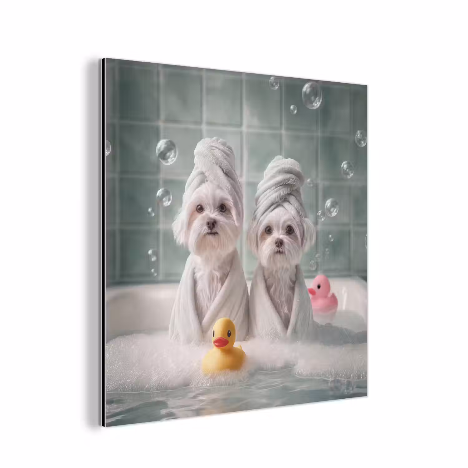 Hondjes - Badkuip - Badeendjes - Handdoeken aluminium wit klein -3d