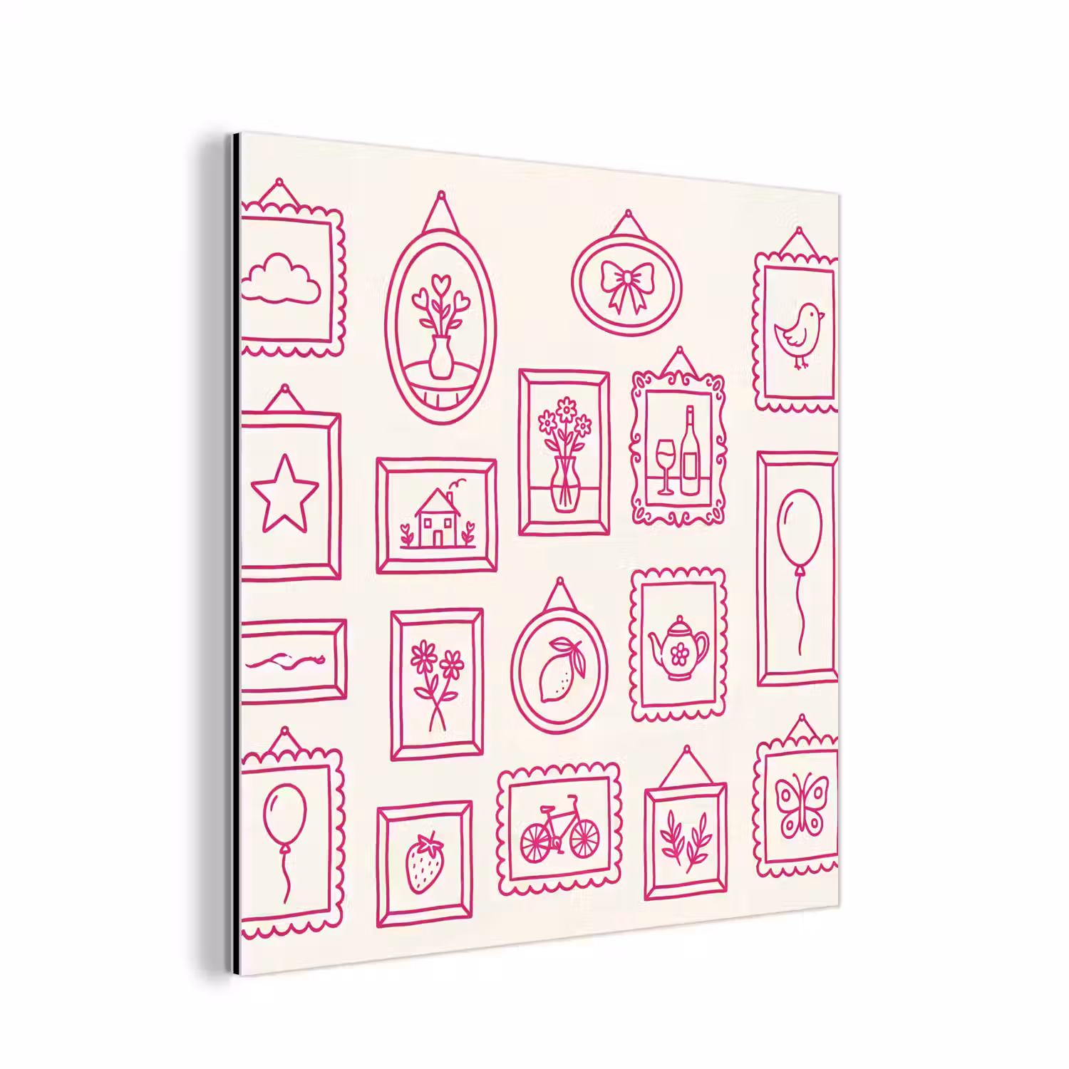 Illustratie - Collectie - Kunst - Minimalistisch - Roze aluminium wit klein -3d