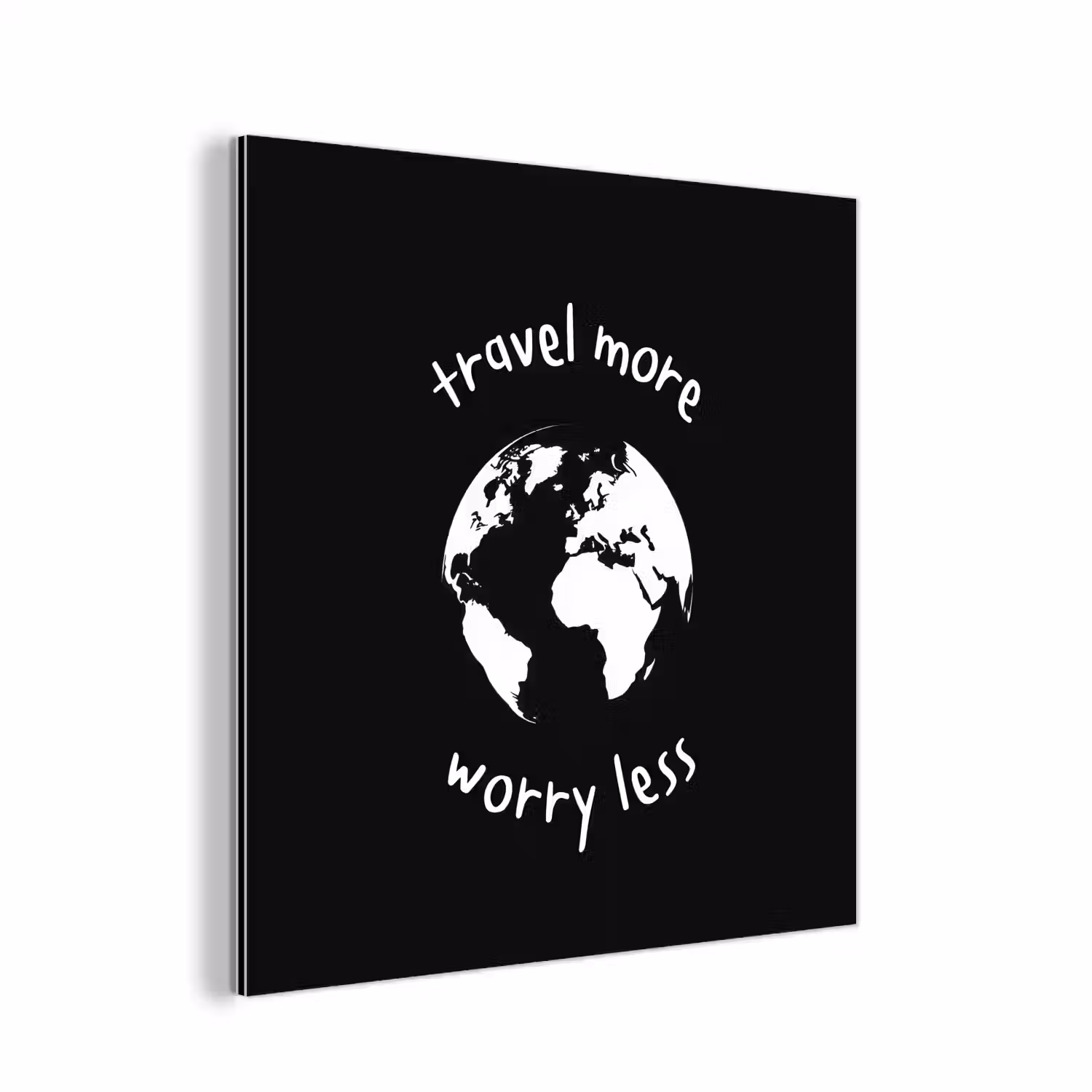 Illustratie - Zwart - Planeet - Quote aluminium wit klein -3d