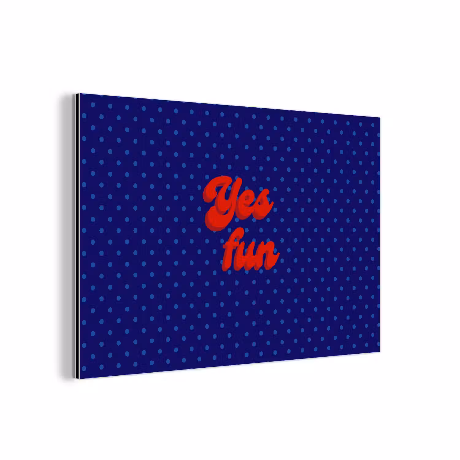 Yes fun - Rood - Blauw - Stippen aluminium wit klein -3d