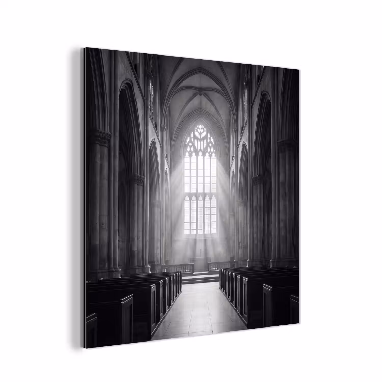 Kerk - Interieur - Lichtstralen - Architectuur - Klassiek aluminium wit klein -3d
