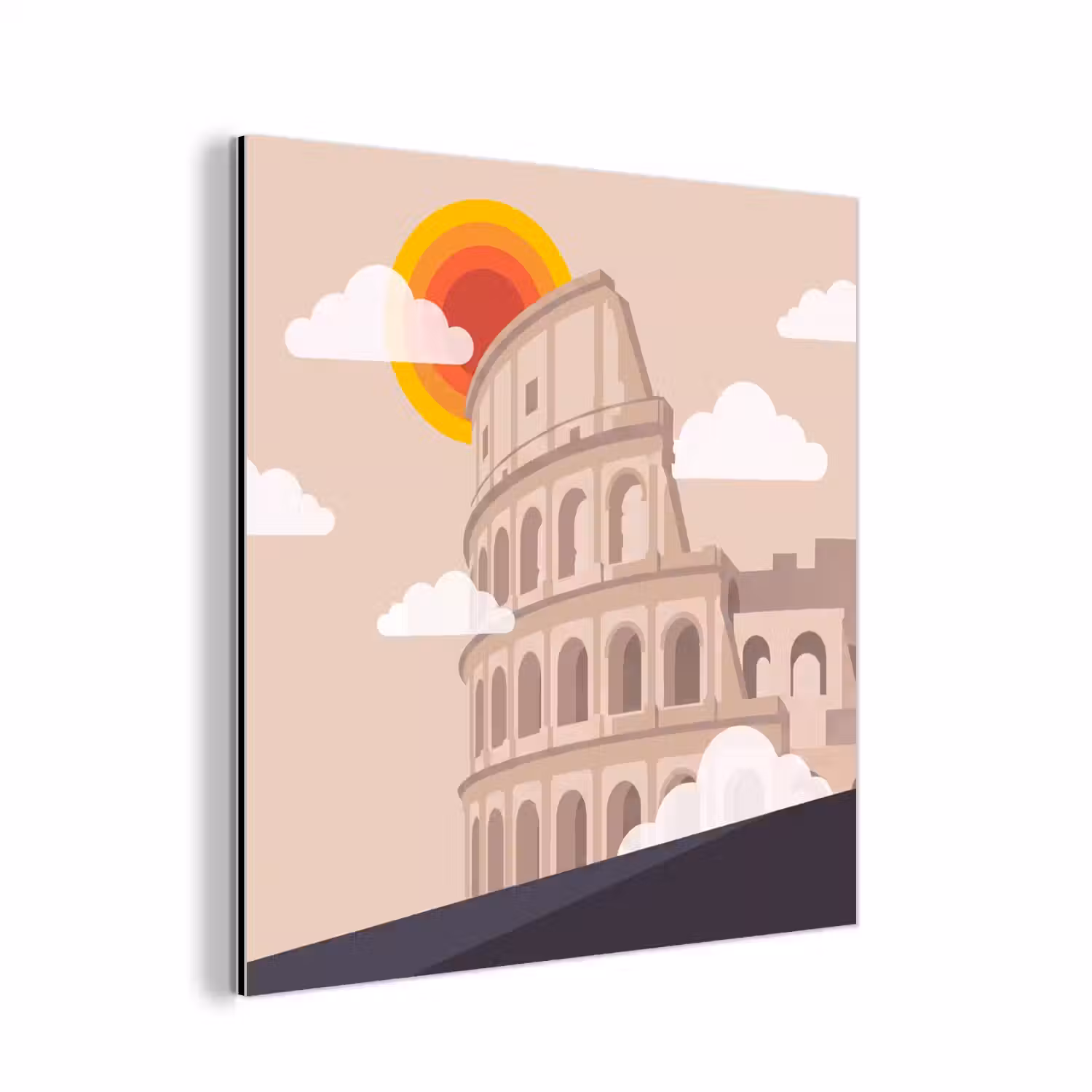 Colosseum - Zonsopgang - Rome - Architectuur - Beige aluminium wit klein -3d