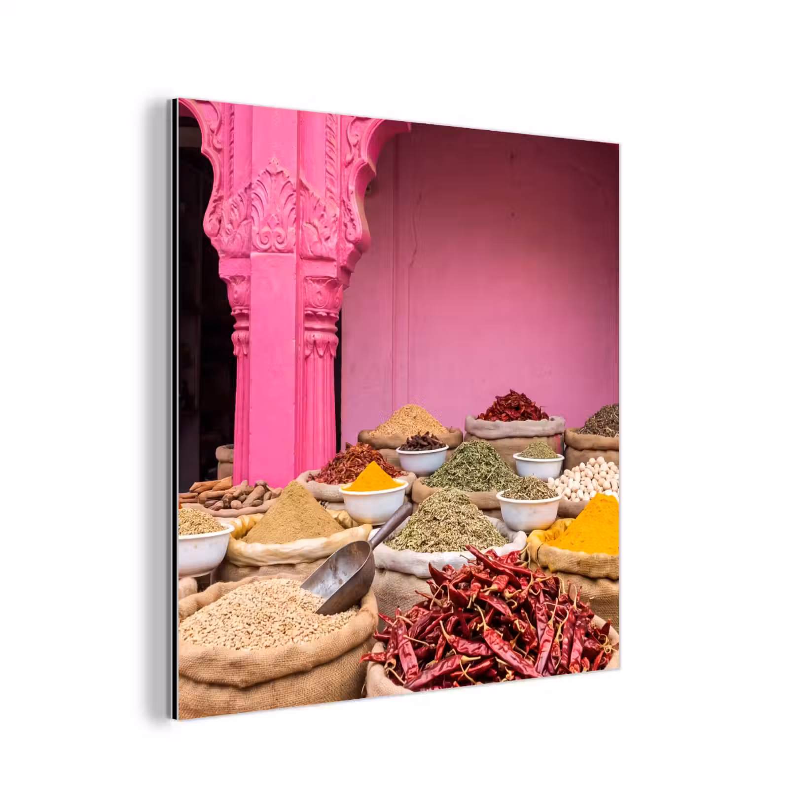 Alu-Dibond-Bild - Kräuter – Markt – Rosa - Kruiden - Markt - Roze aluminium wit klein