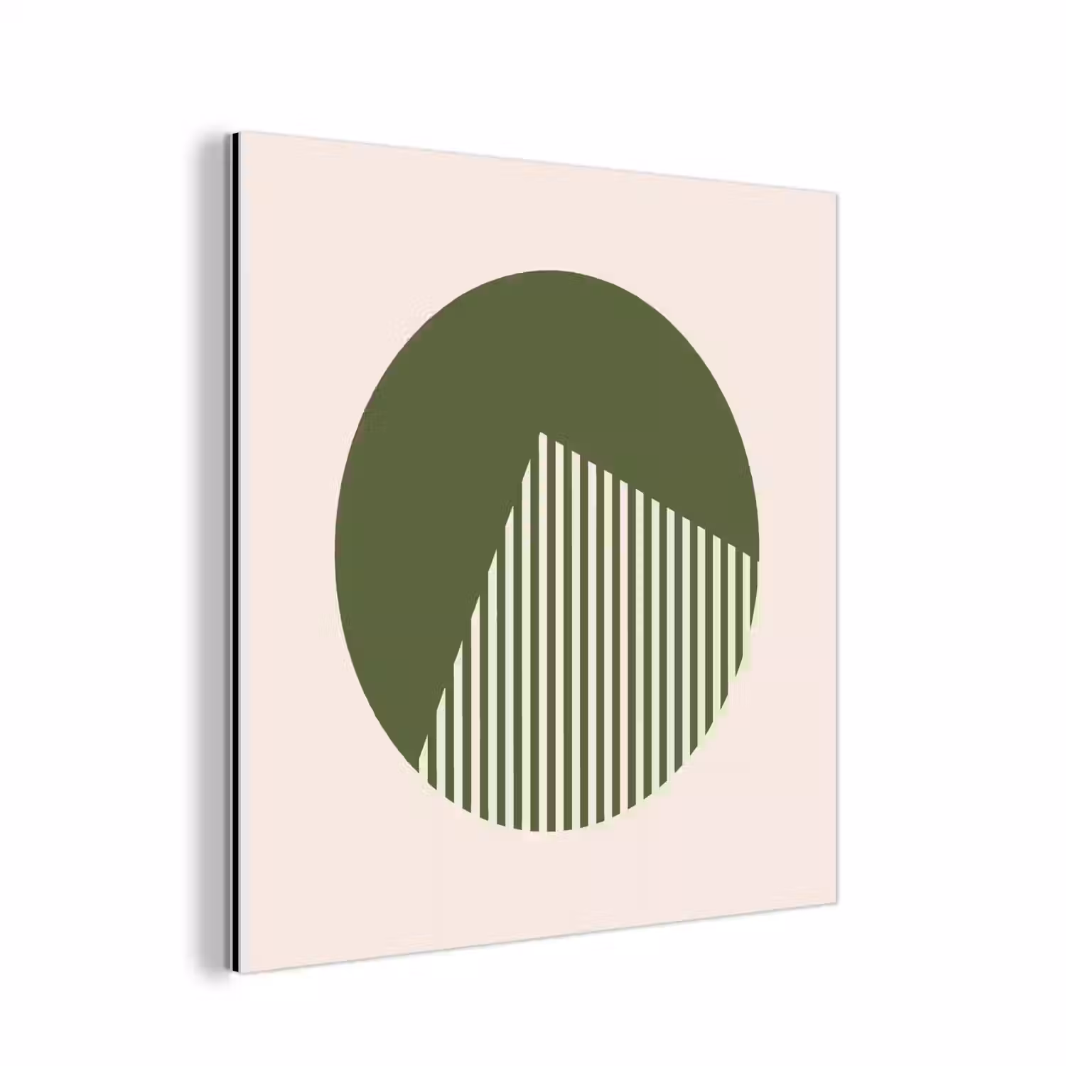 Cirkel - Strepen - Geometrisch - Abstract - Groen aluminium wit klein -3d