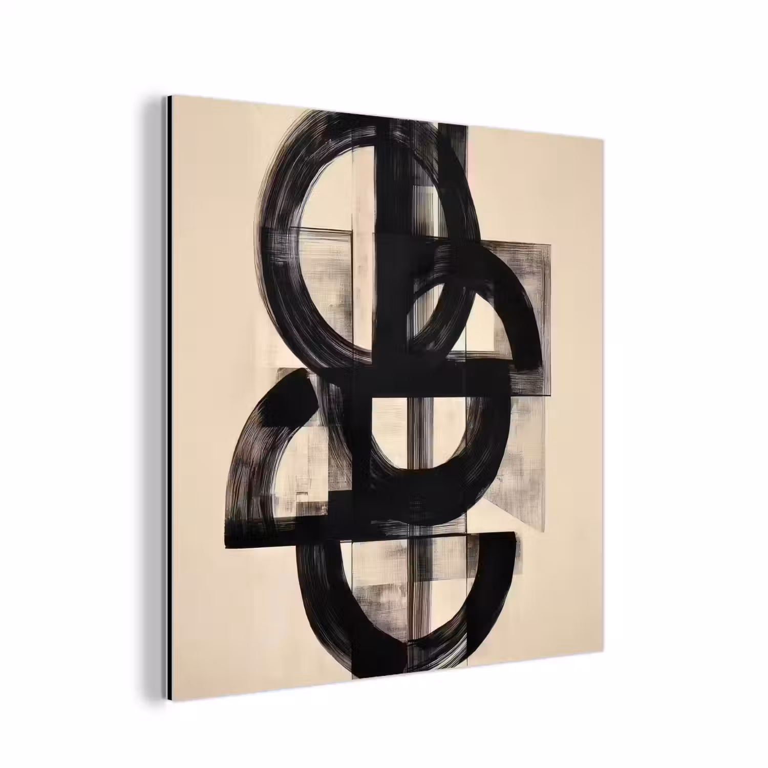 Cirkels - Lijnen - Vormen - Zwart aluminium wit klein -3d