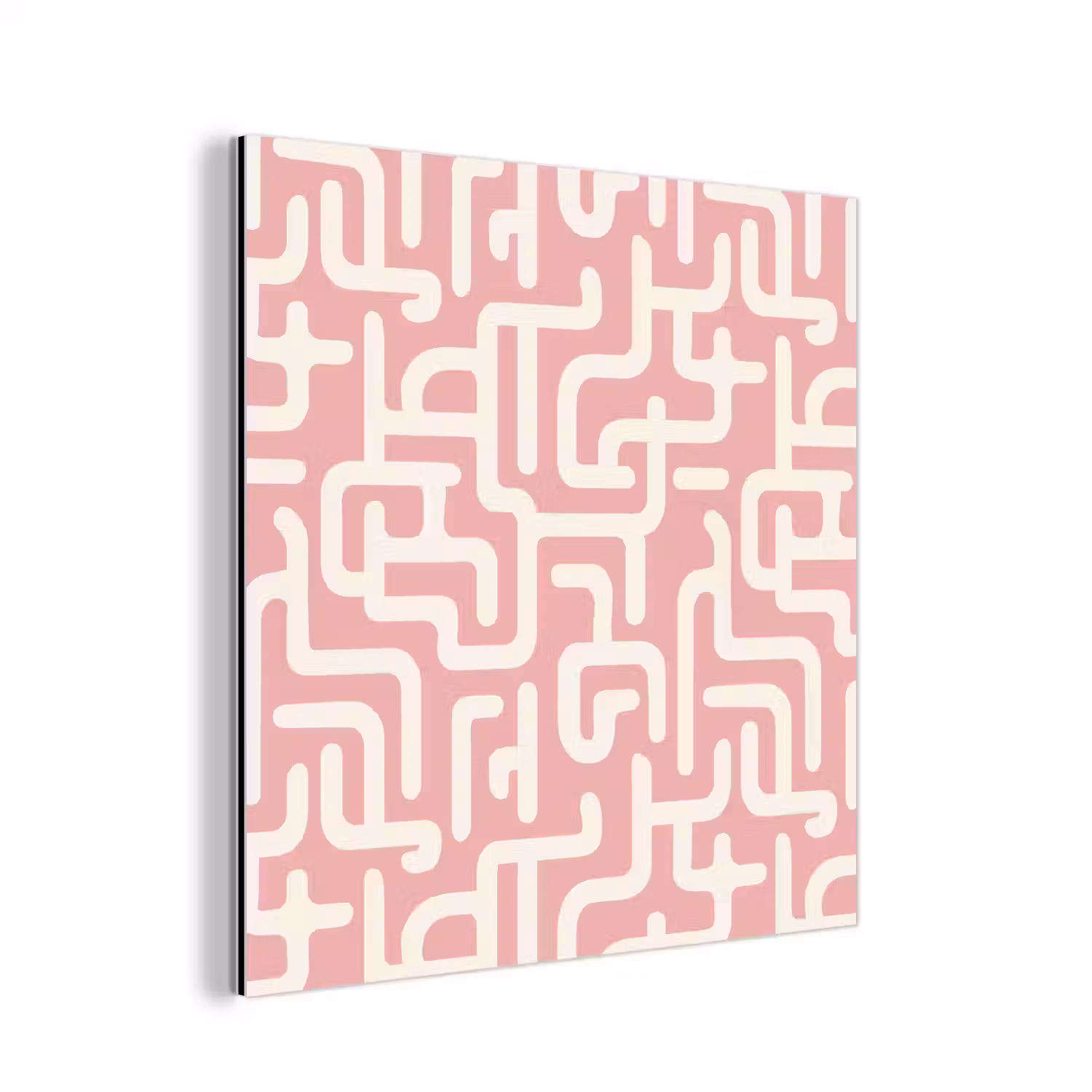 Doolhofpatroon - Roze - Wit - Abstract aluminium wit klein 46 -3d