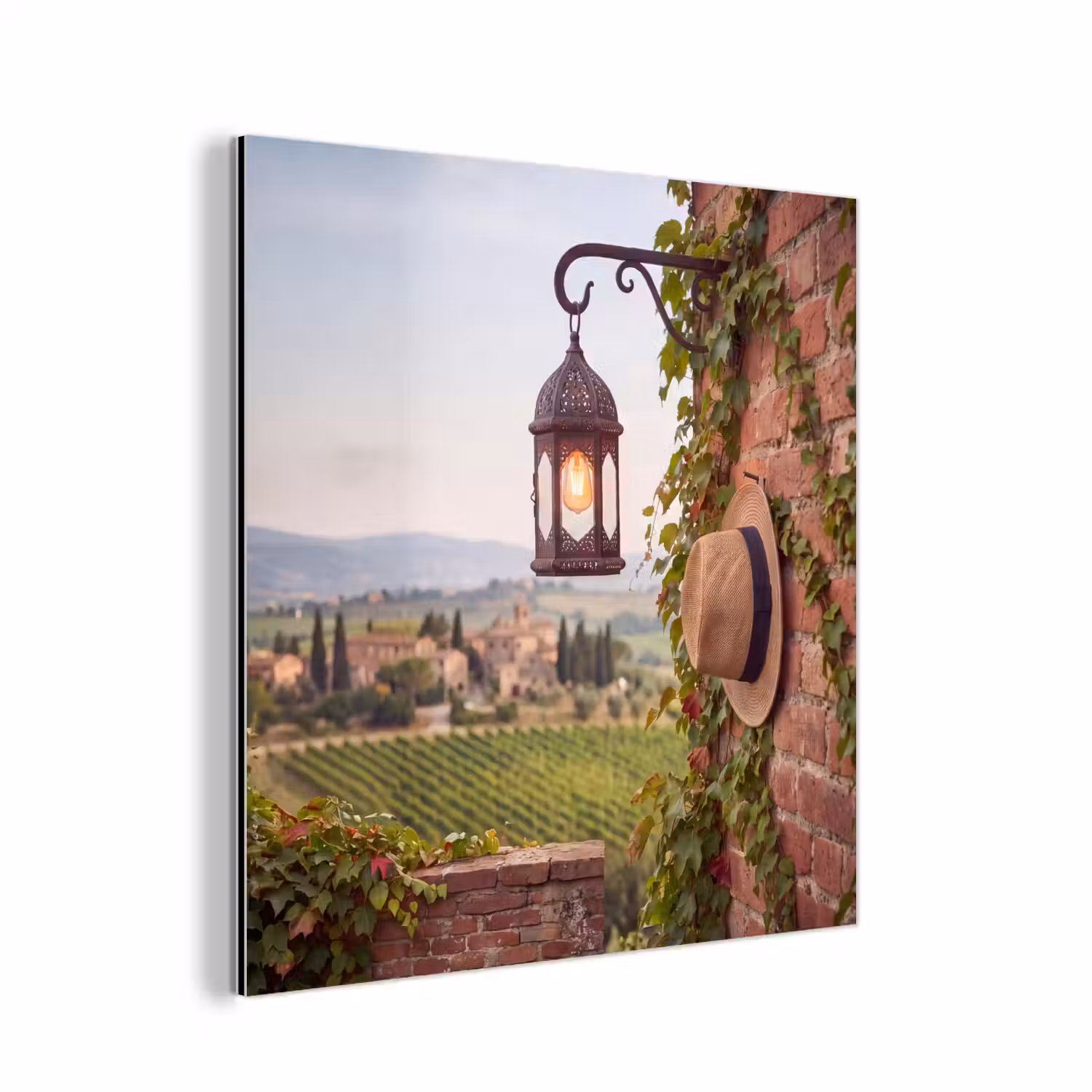 Lantaarn - Wijngaard - Landschap - Italiaans aluminium wit klein -3d