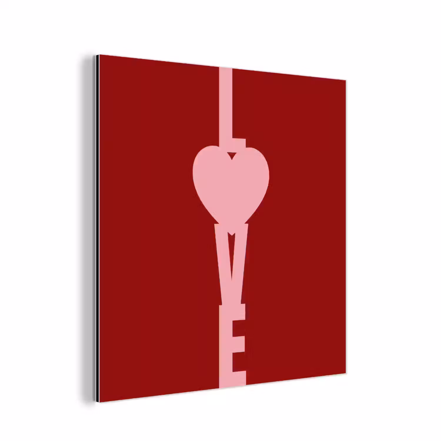 Love - Hart - Rood aluminium wit klein -3d