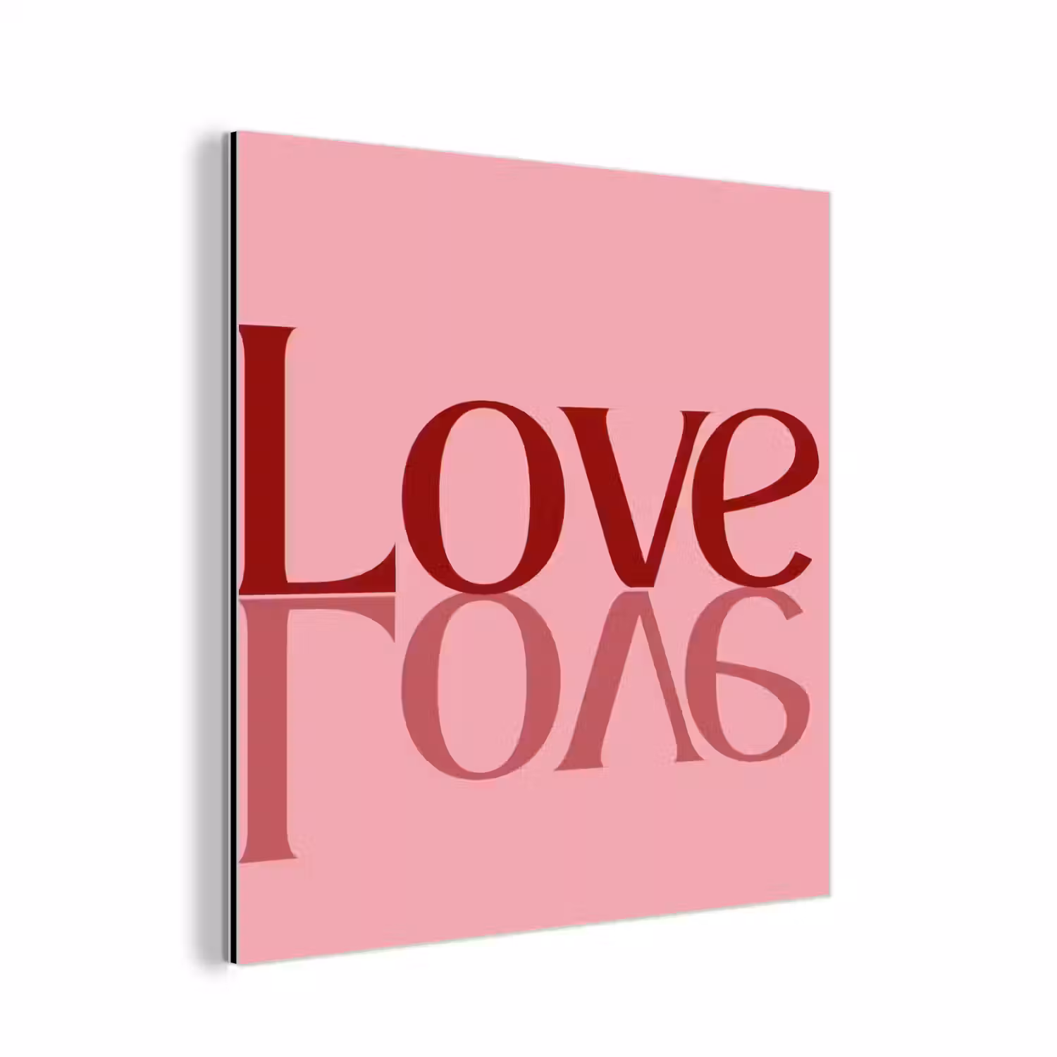 Love - Roze - Spiegeling aluminium wit klein -3d
