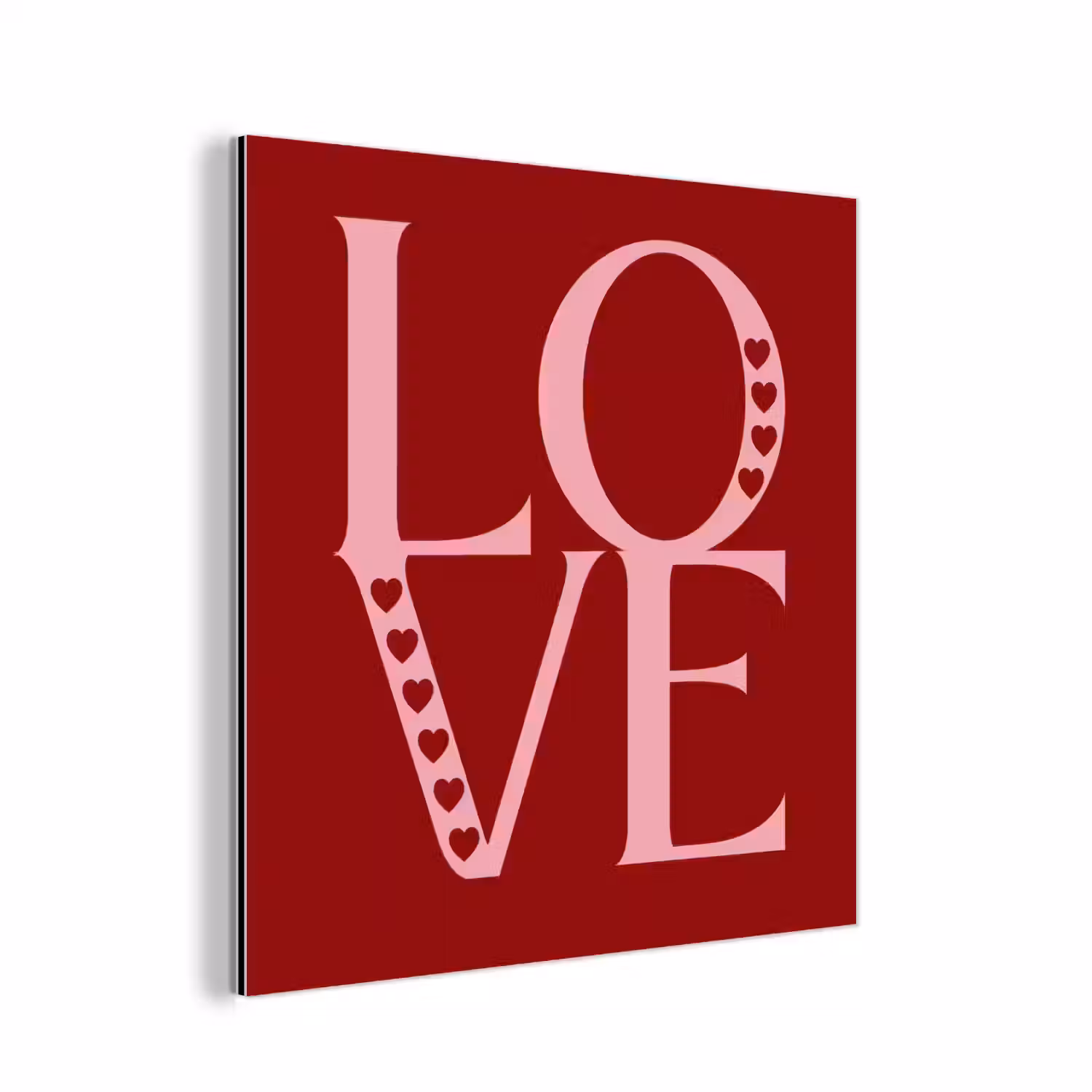 Love - Rood - Hatjes aluminium wit klein -3d