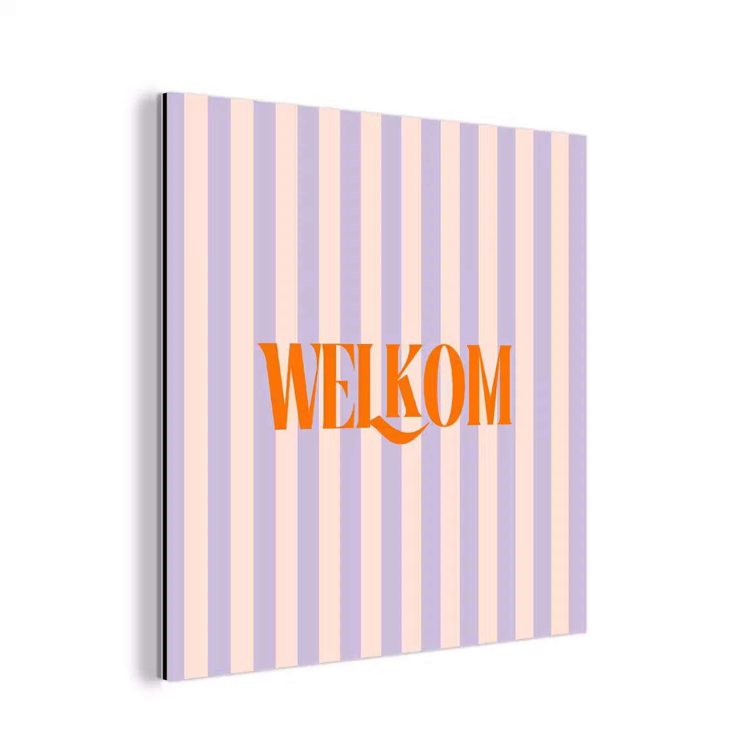 Lila - Oranje - Strepen - Welkom aluminium wit klein -3d