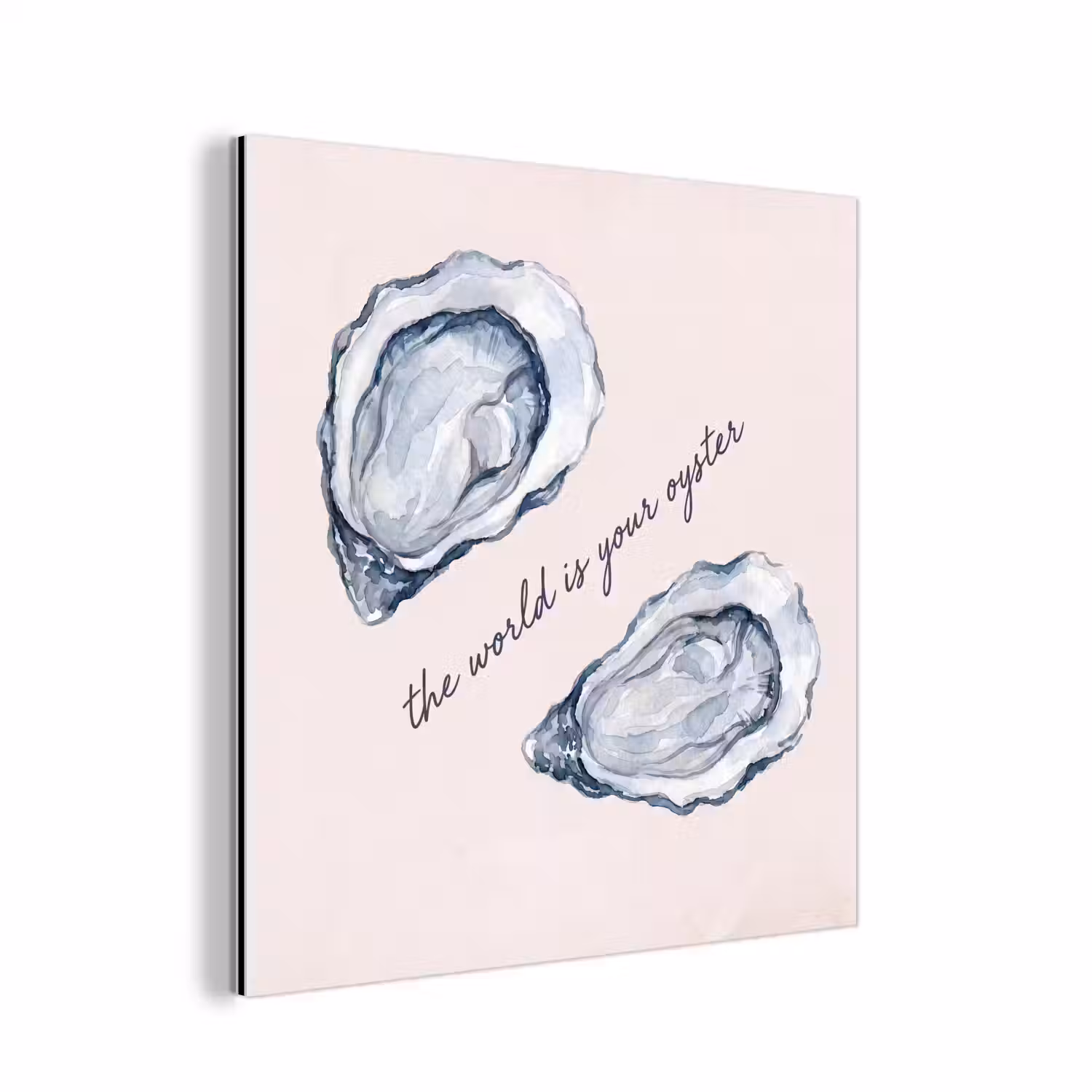Zeeleven - Oester - Aquarel - Minimalistisch - Blauw aluminium wit klein -3d