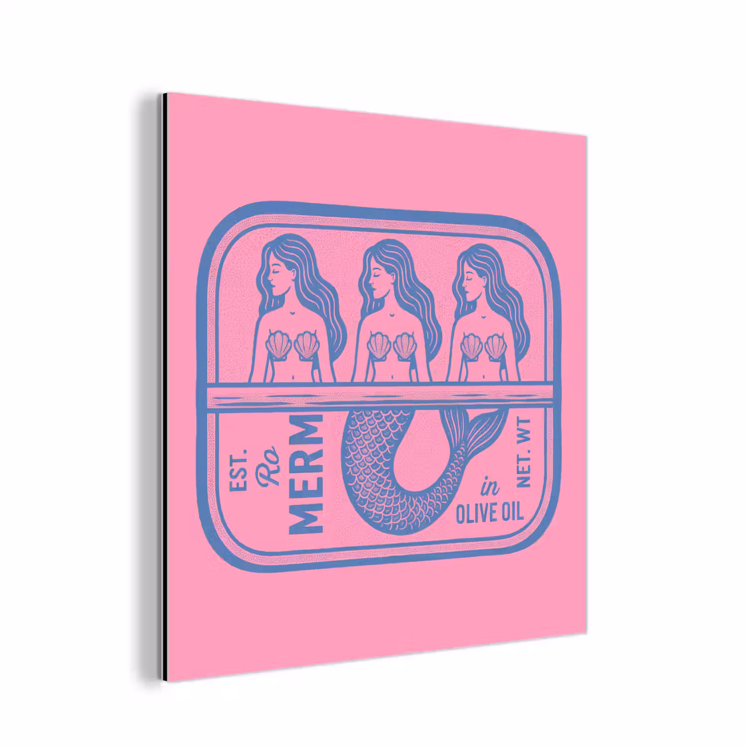 Meermin - Sardineblik - Illustratie - Roze - Retro aluminium wit klein -3d