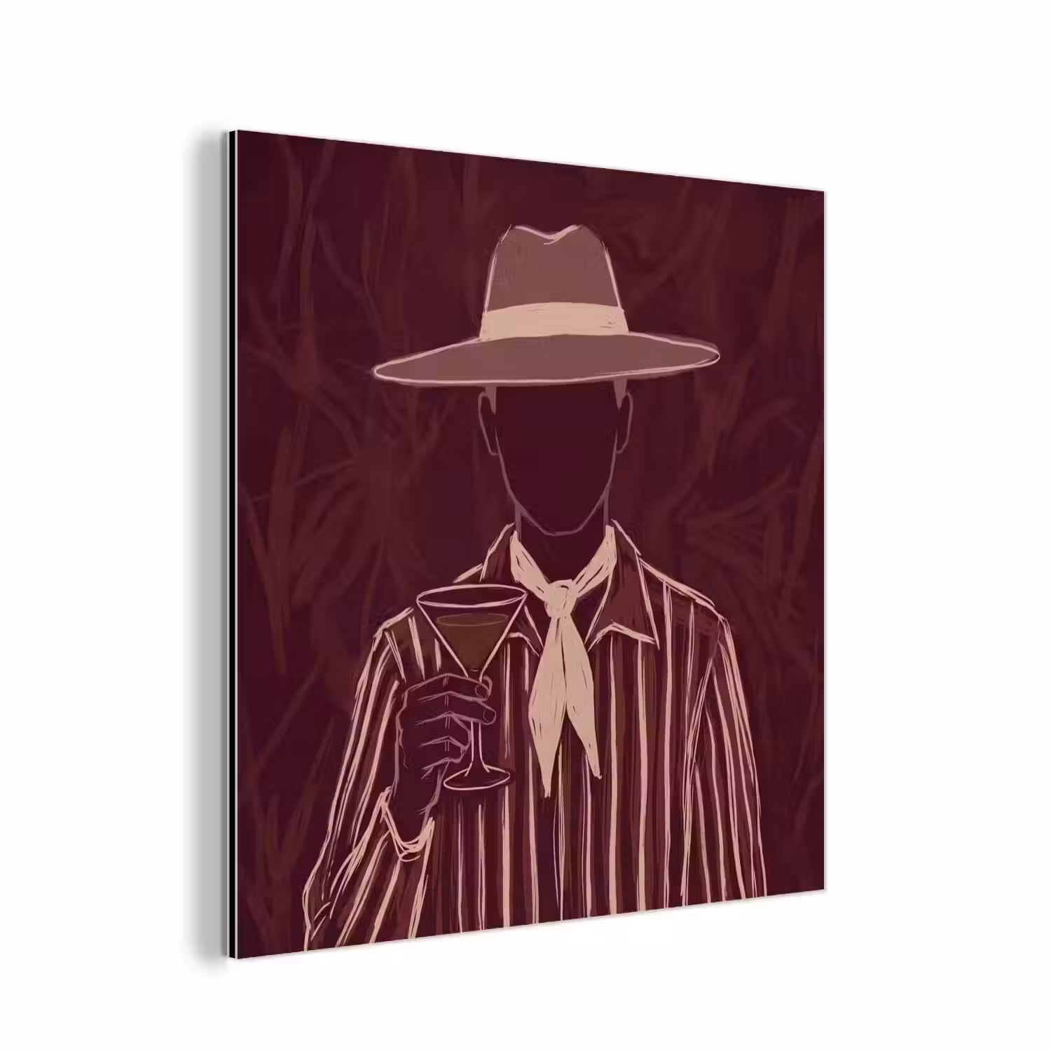 Mens - Hoed - Cocktail - Abstract - Bruin aluminium wit klein -3d