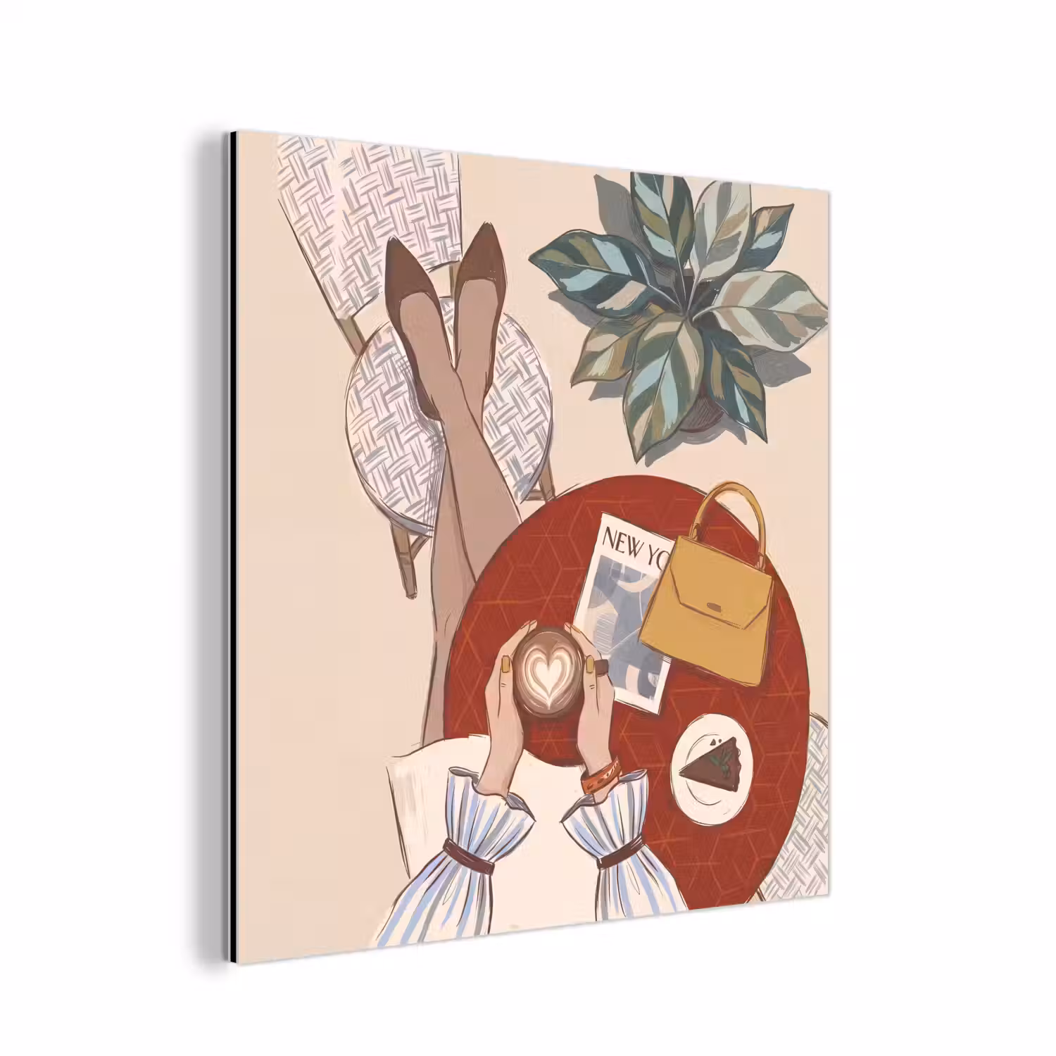 Mensen - Cafe - Koffie - Stadsleven - Modern aluminium wit klein -3d