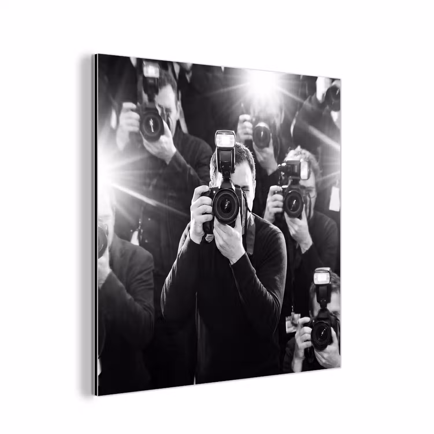 Mensen - Camera - Flitslicht - Zwart-wit - Media aluminium wit klein -3d