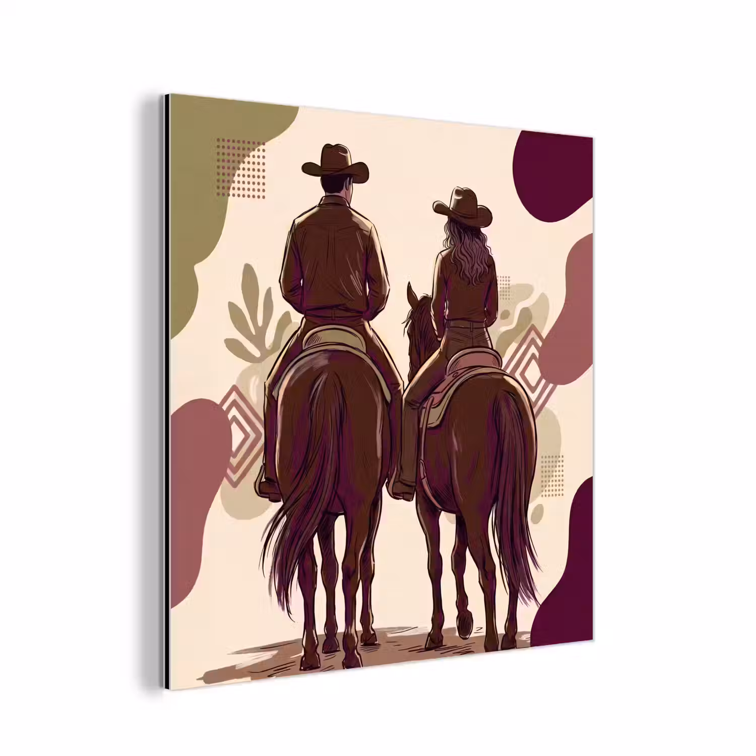 Mensen - Ruiters - Western - Illustratie - Bruin aluminium wit klein -3d