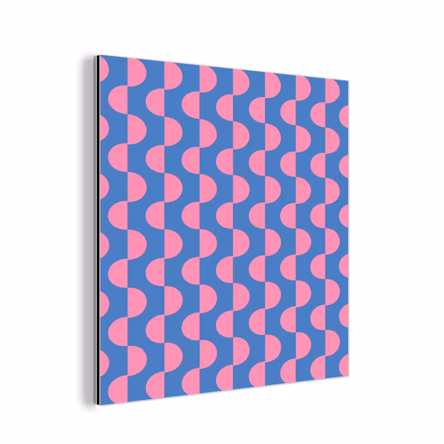 Patroon - Halve cirkels - Abstract - Modern - Roze - Blauw aluminium wit klein -3d