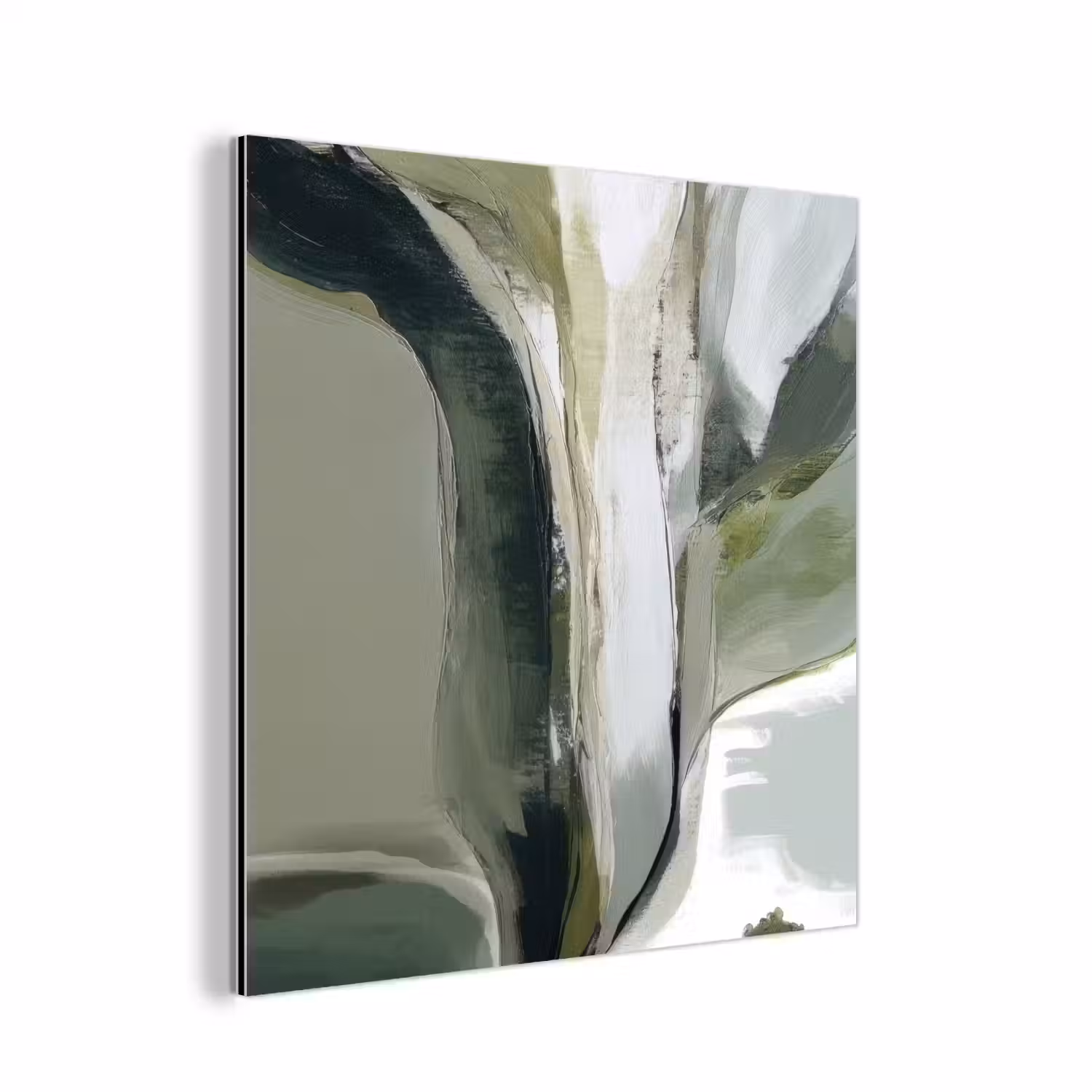 Natuur - Abstract - Groen - Penseelstreken aluminium wit klein -3d