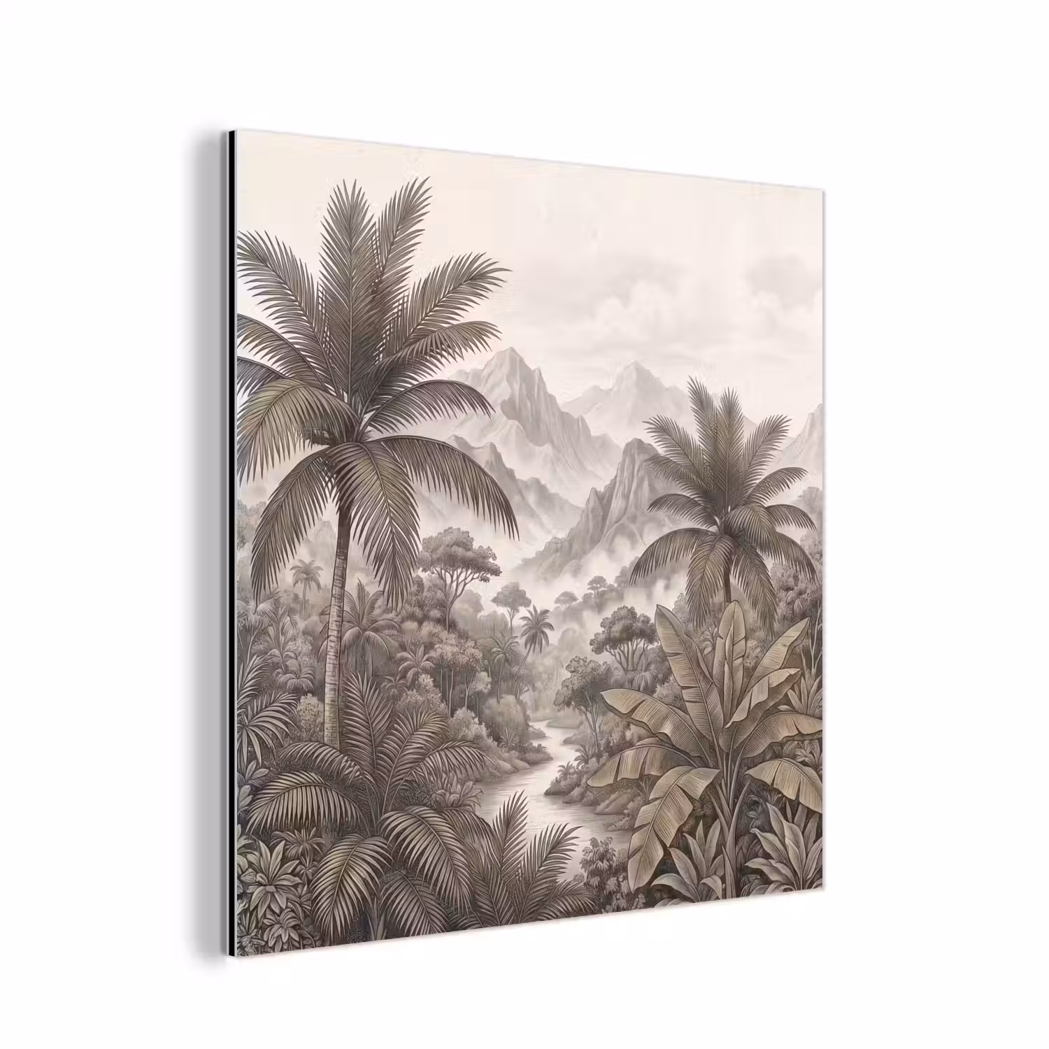 Natuur - Bergen - Rivier - Tropisch - Vintage aluminium wit klein -3d