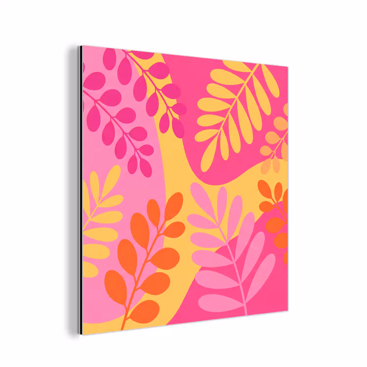 Natuur - Bladeren - Abstract - Roze - Geel aluminium wit klein -3d