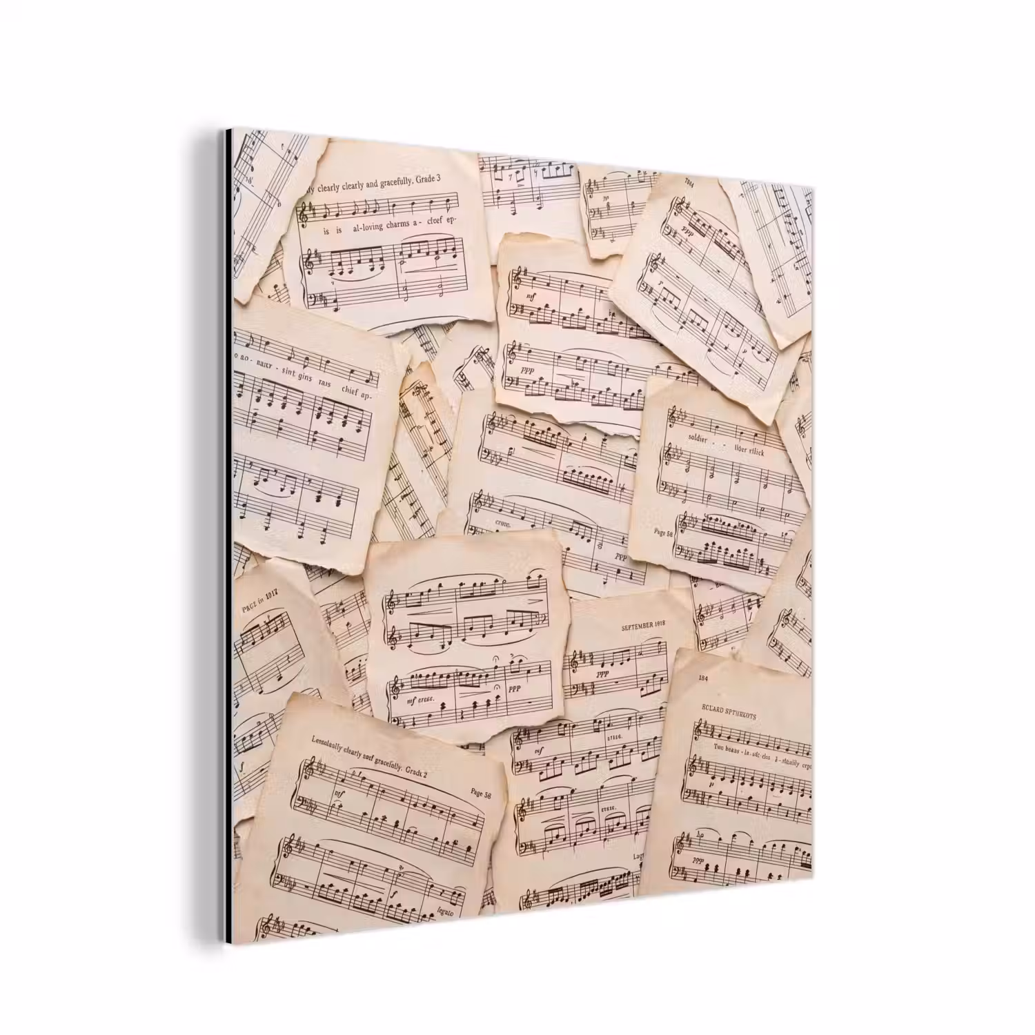 Bladmuziek - Oud - Noten - Vintage - Beige aluminium wit klein -3d