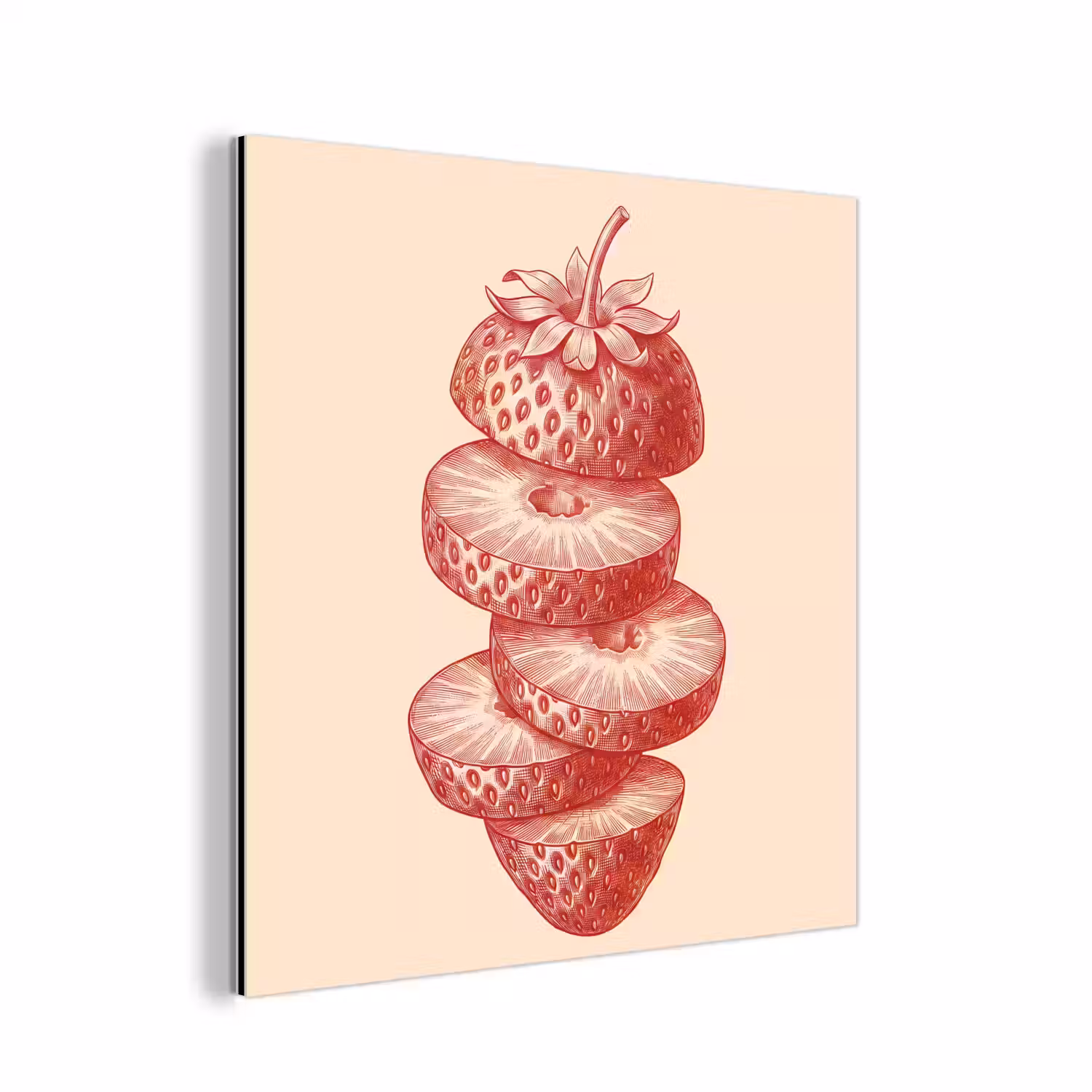 Fruit - Gesneden - Illustratie - Rood - Vintage aluminium wit klein -3d