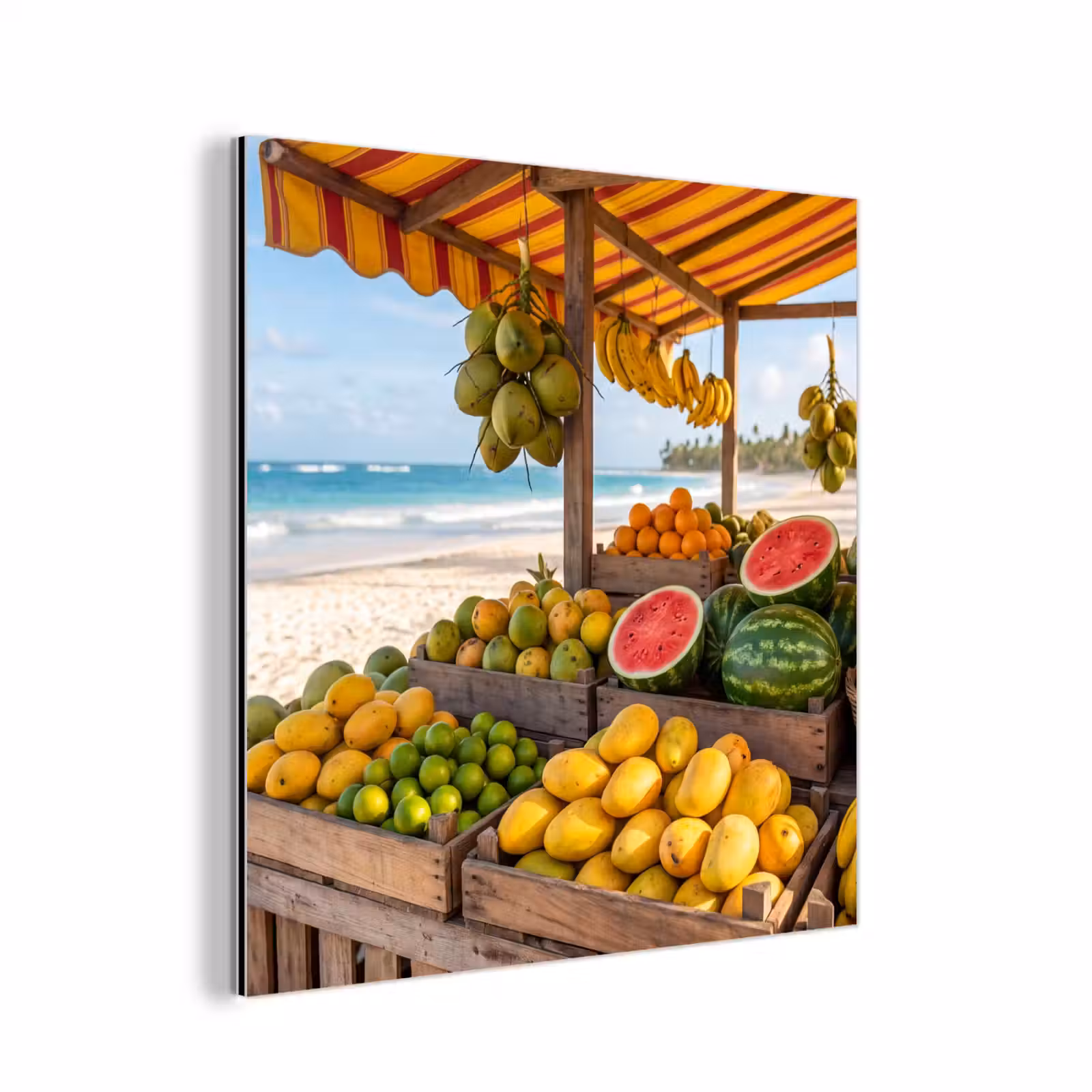 Alu-Dibond-Bild - Obst – Strand – Tropisch - Fruit - Strand - Tropisch aluminium wit klein