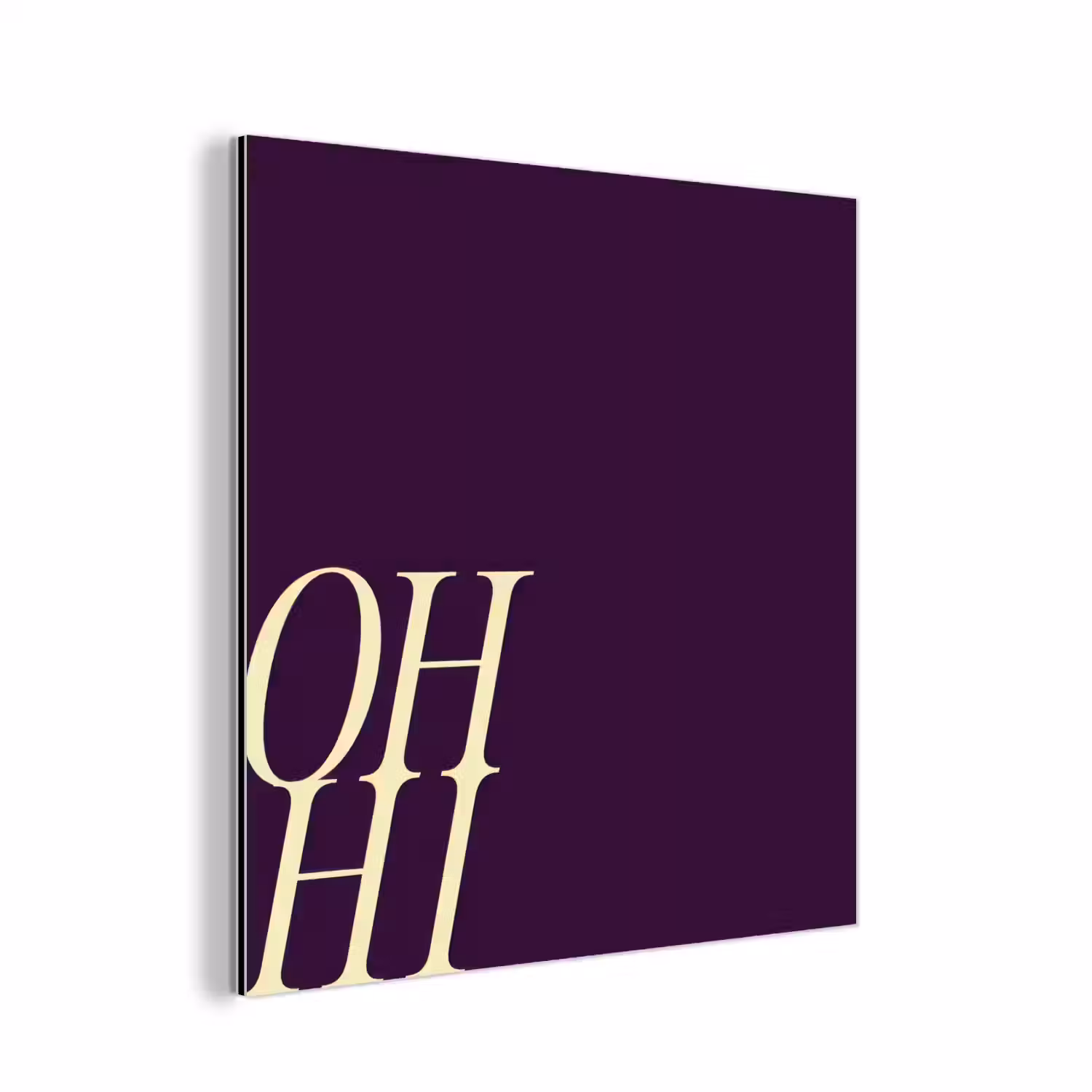 Oh hi - Paars - Cursief aluminium wit klein -3d