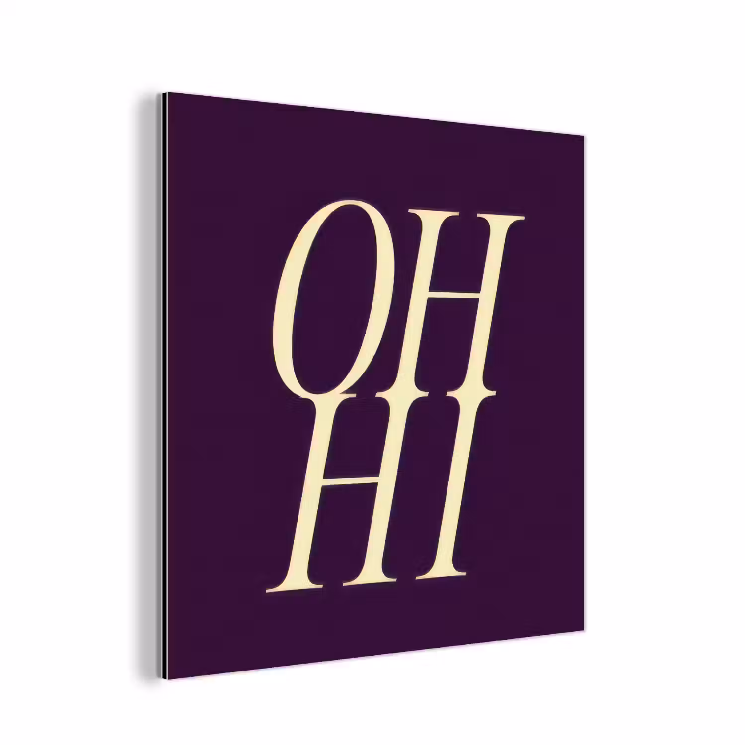 Oh hi - Paars - Minimalistisch aluminium wit klein -3d
