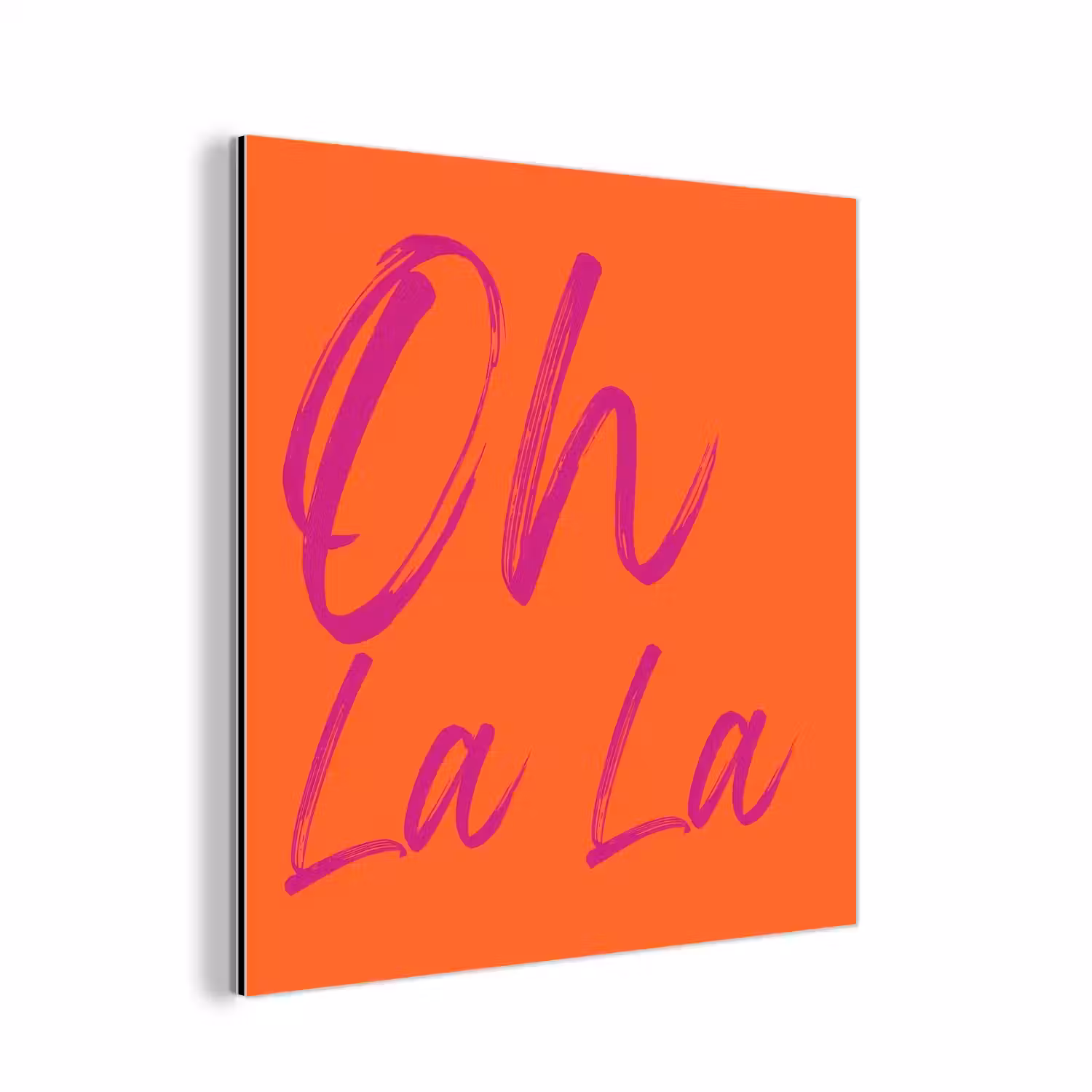 Oh la la - Oranje - Roze - Grafisch aluminium wit klein -3d