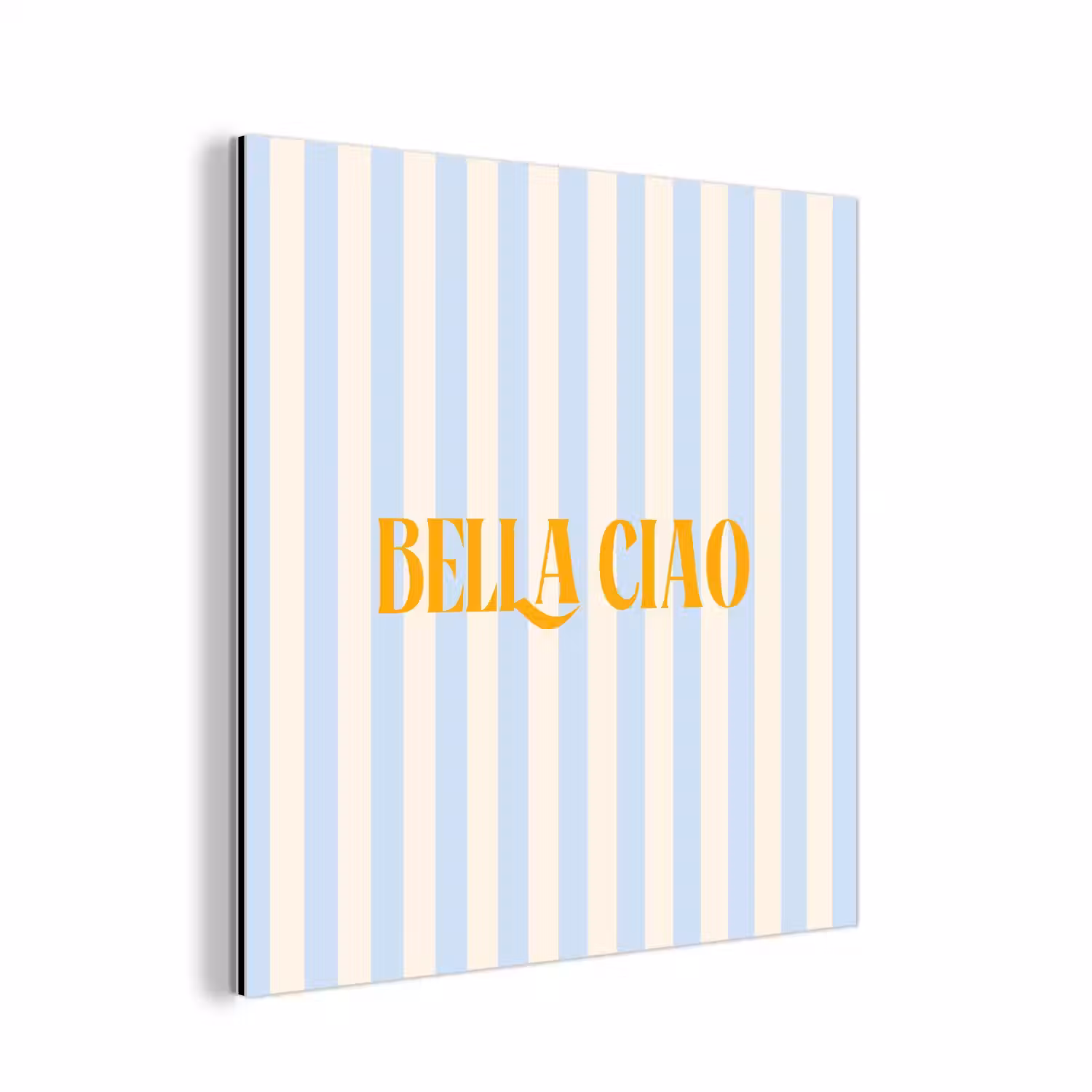 Oranje - Blauw - Strepen - Bella ciao aluminium wit klein -3d