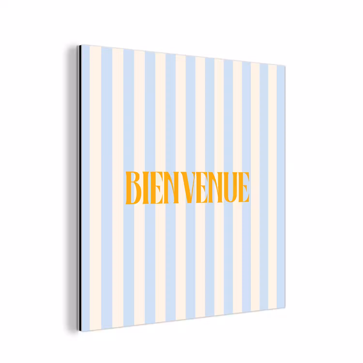 Oranje - Blauw - Strepen - Bienvenue aluminium wit klein -3d