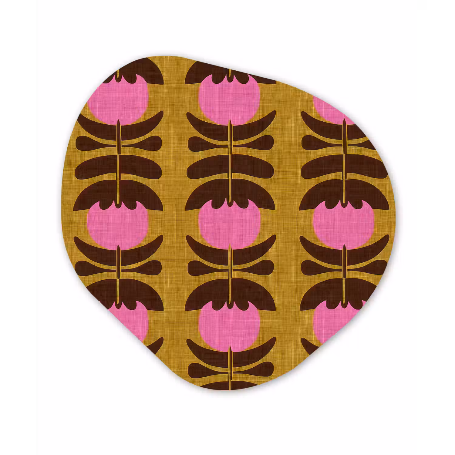 Abstract - Bloemen - Roze Wandcirkel Organisch Aluminium middel 851 -3d