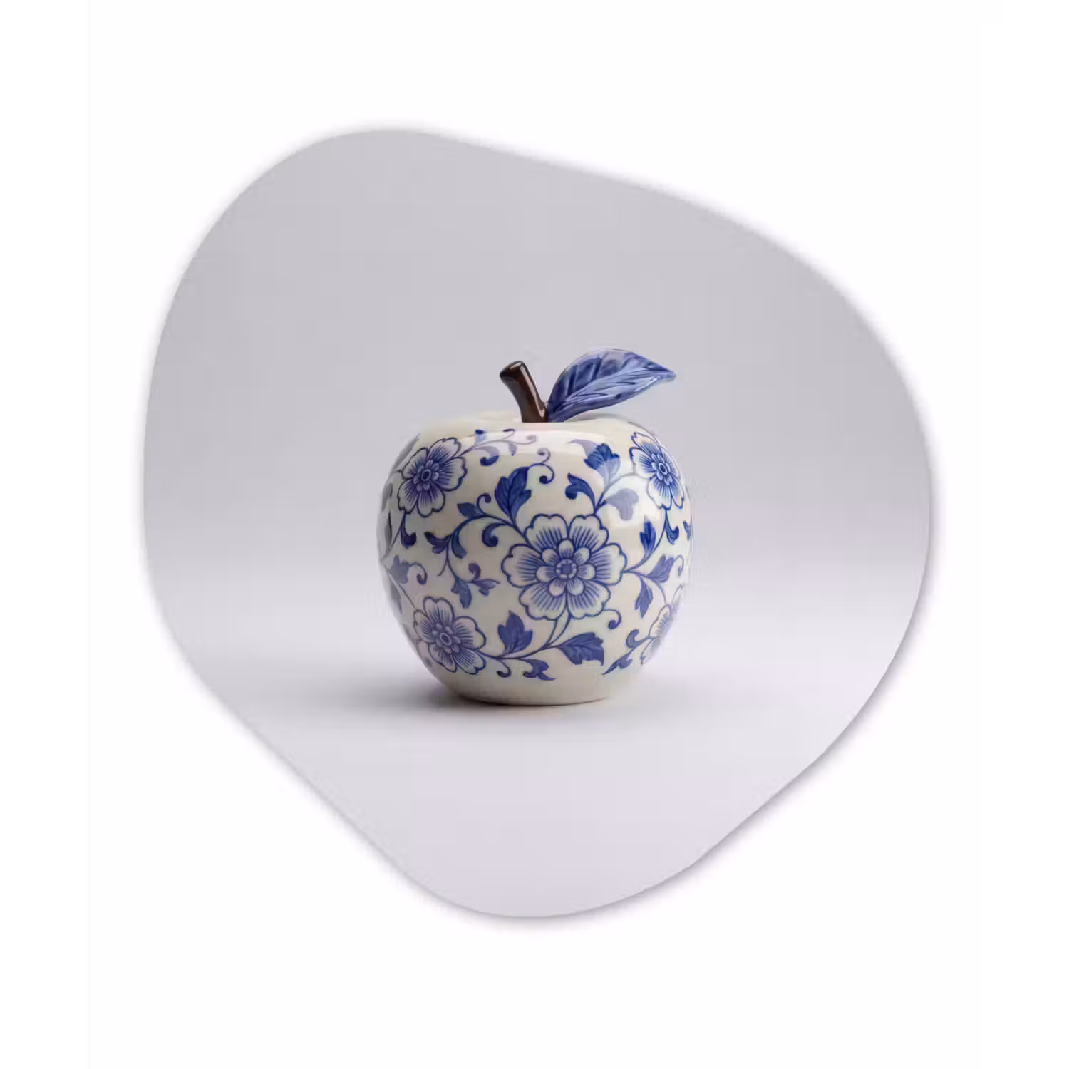 Appel - Blauw - Klassiek Wandcirkel Organisch Aluminium middel -3d