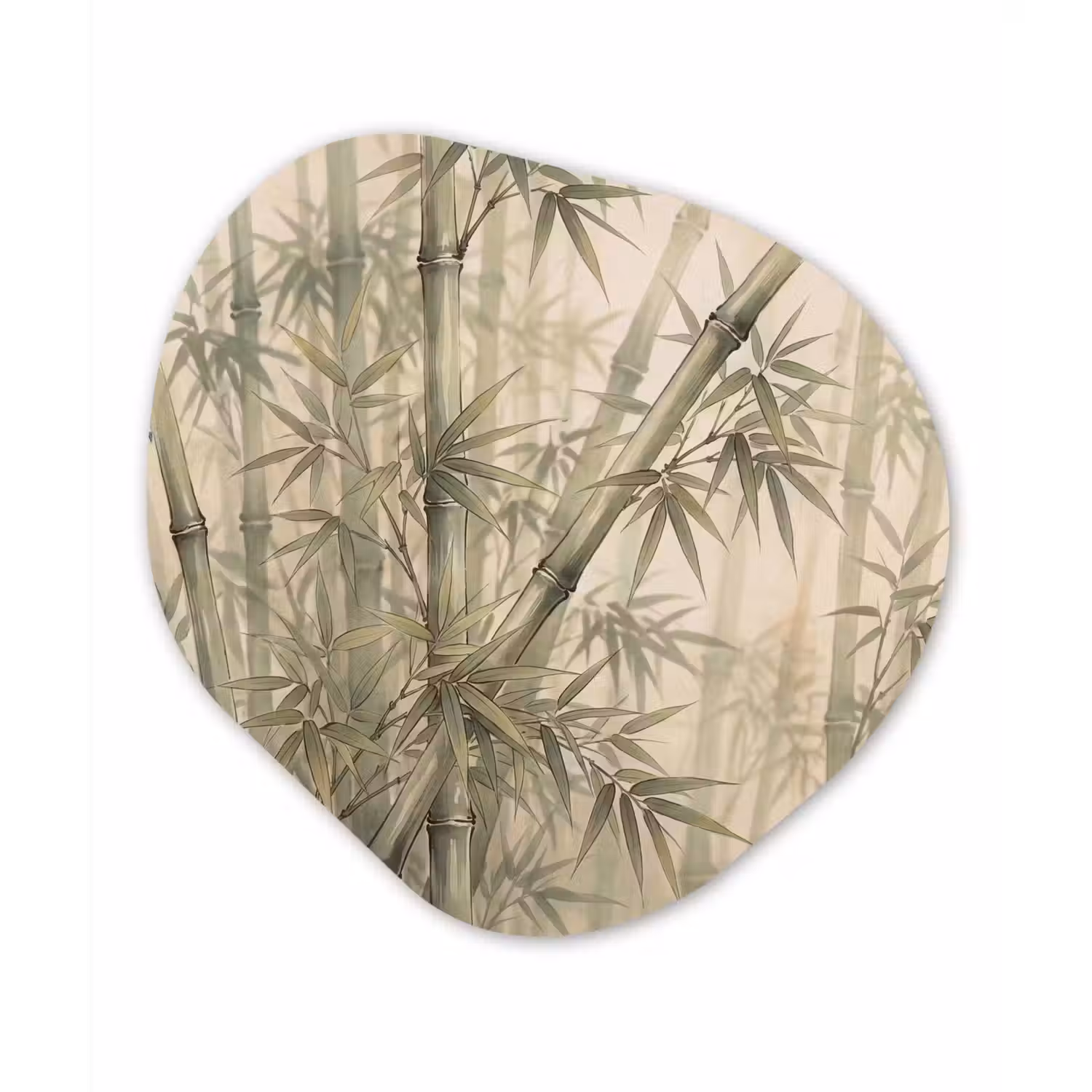 Bamboe - Bladeren - Aziatisch - Groen - Natuur Wandcirkel Organisch Aluminium middel -3d